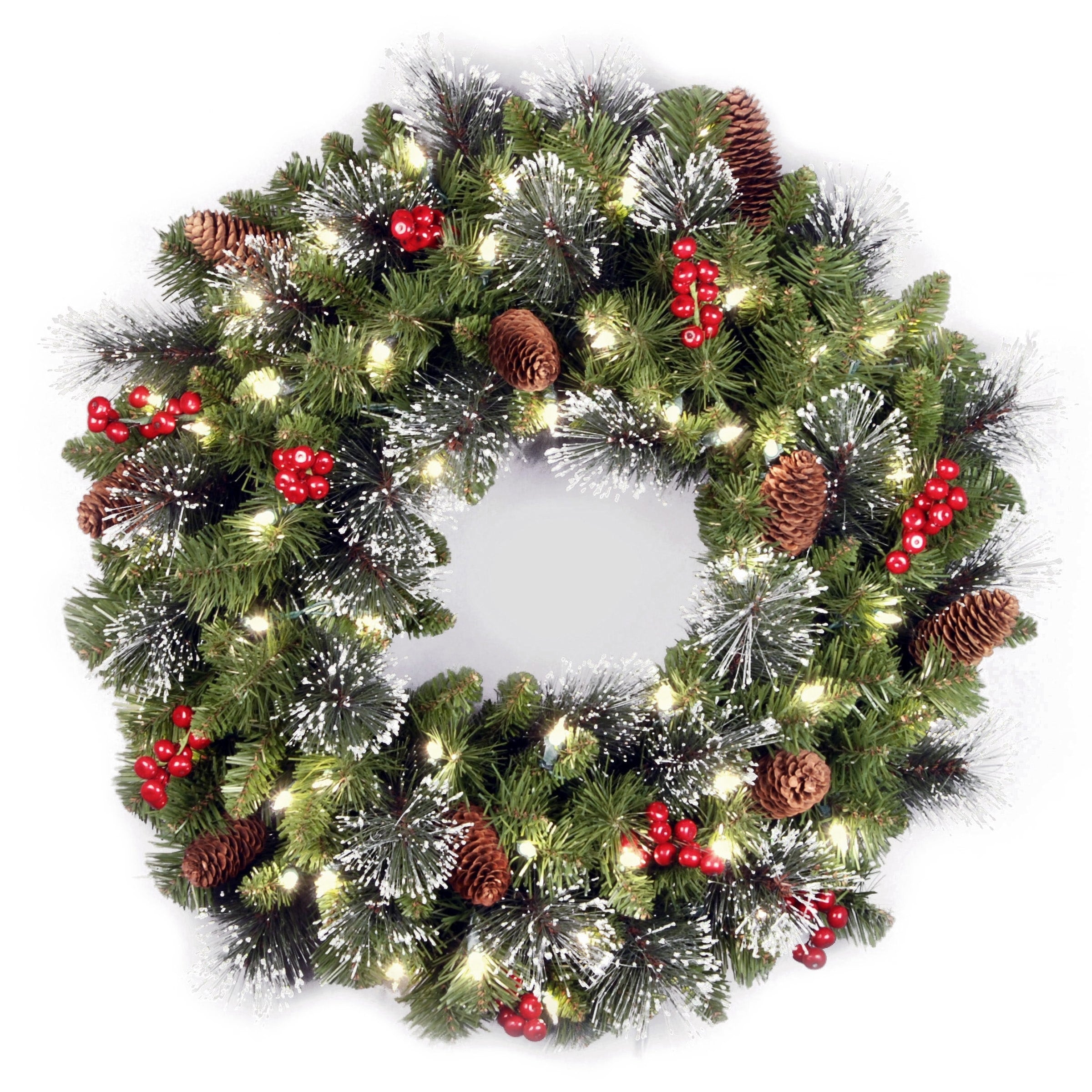 National Tree Company 24 in. Holiday Spruce Wreath with Clear Lights - 24 IN