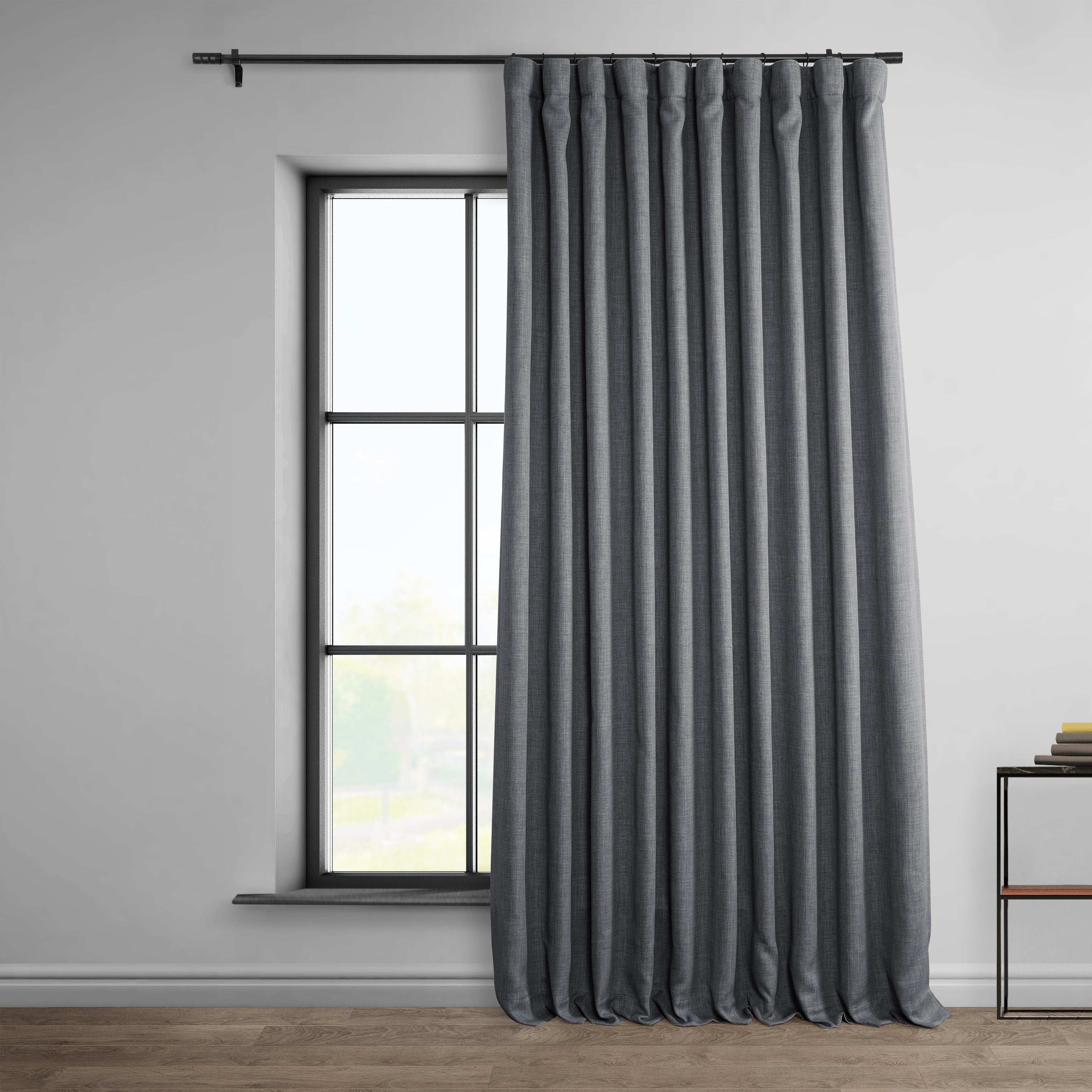 Exclusive Fabrics Faux Linen Extra Wide Room Darkening Curtains (1 Panel)