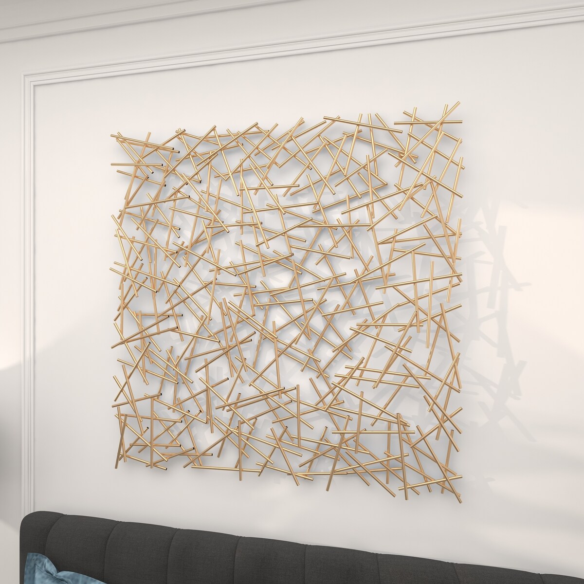 Metal Geometric Overlapping Lines Home Wall Decor - Gold - Roche River Decor