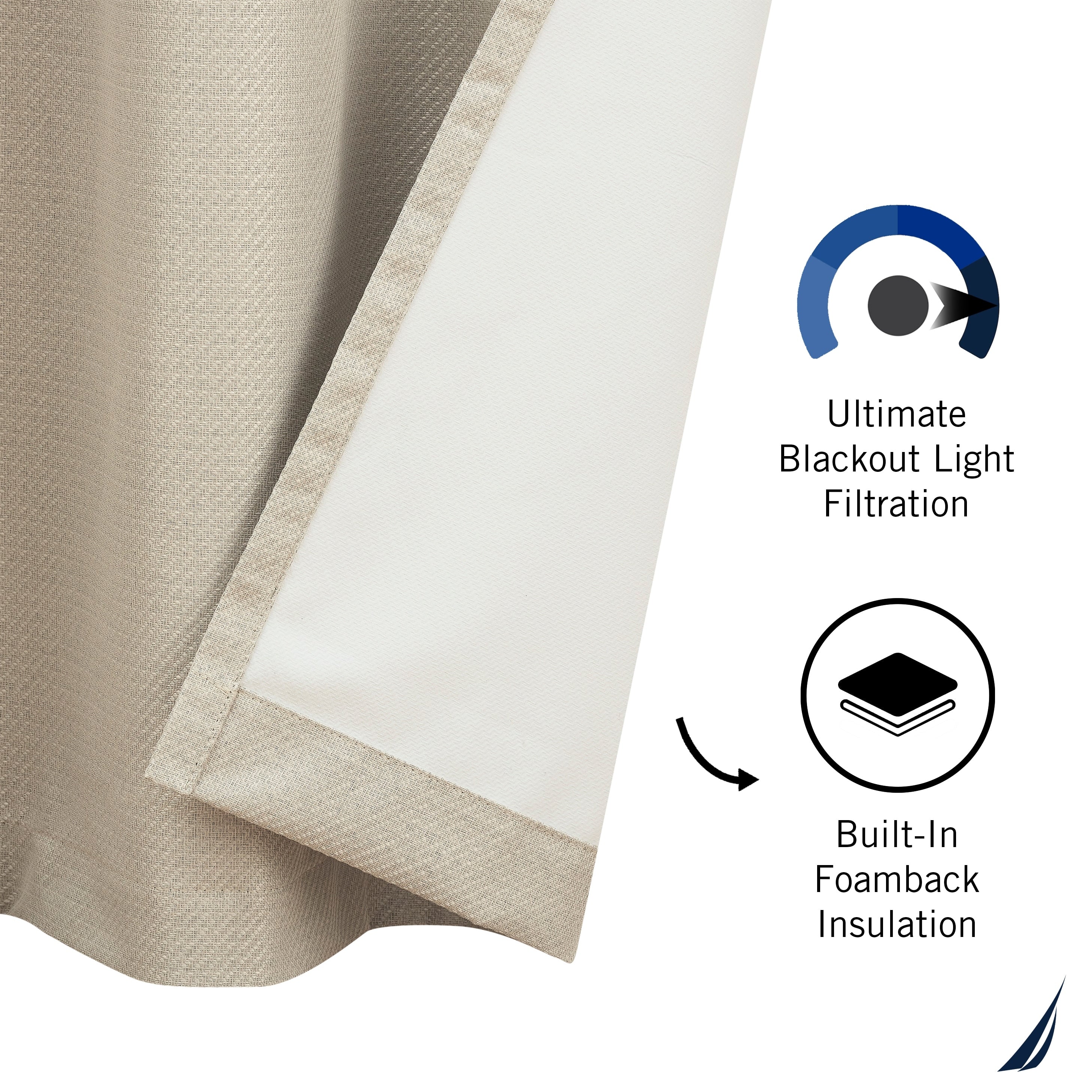 Nautica Providence Ultimate Blackout Extra Wide Curtains (Set of 2)