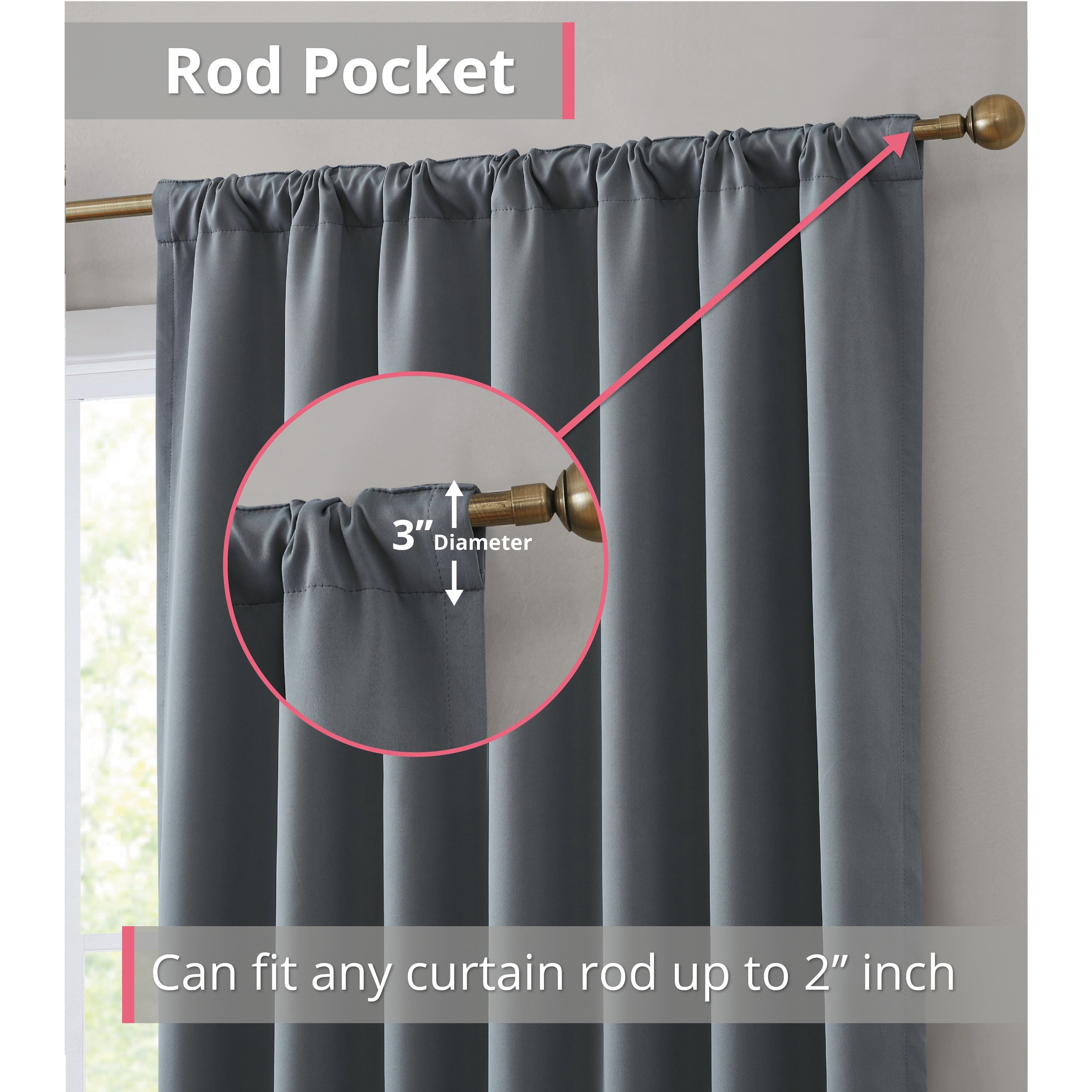 HLC.me Hamilton 100% Complete Blackout Lined Heavy Thermal Insulated Window Curtain Rod Pocket Back Tab Panels, 2 Panels