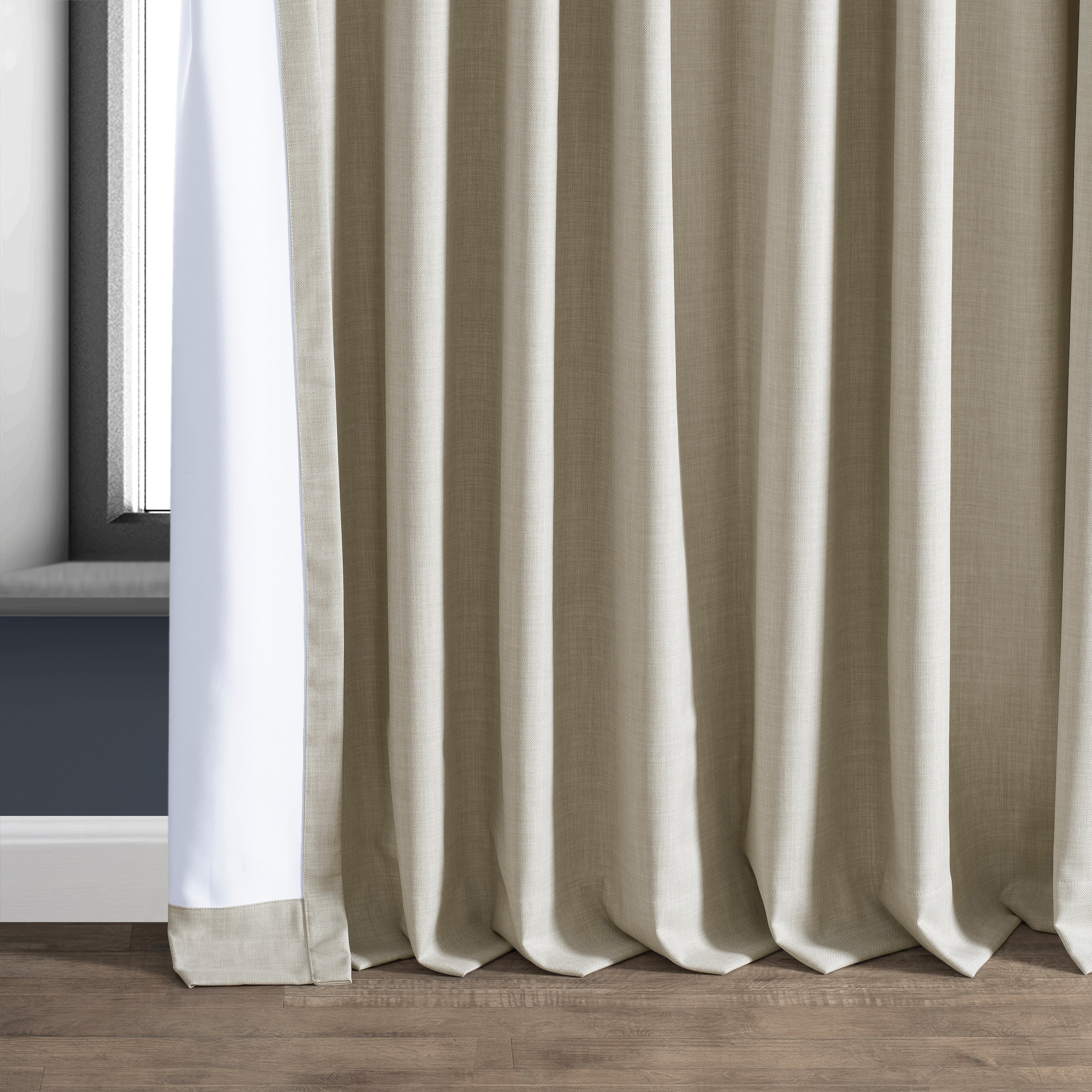 Exclusive Fabrics Extra Wide Performance Linen Blackout Curtains (1 Panel) Thermal Insulated Window Curtains