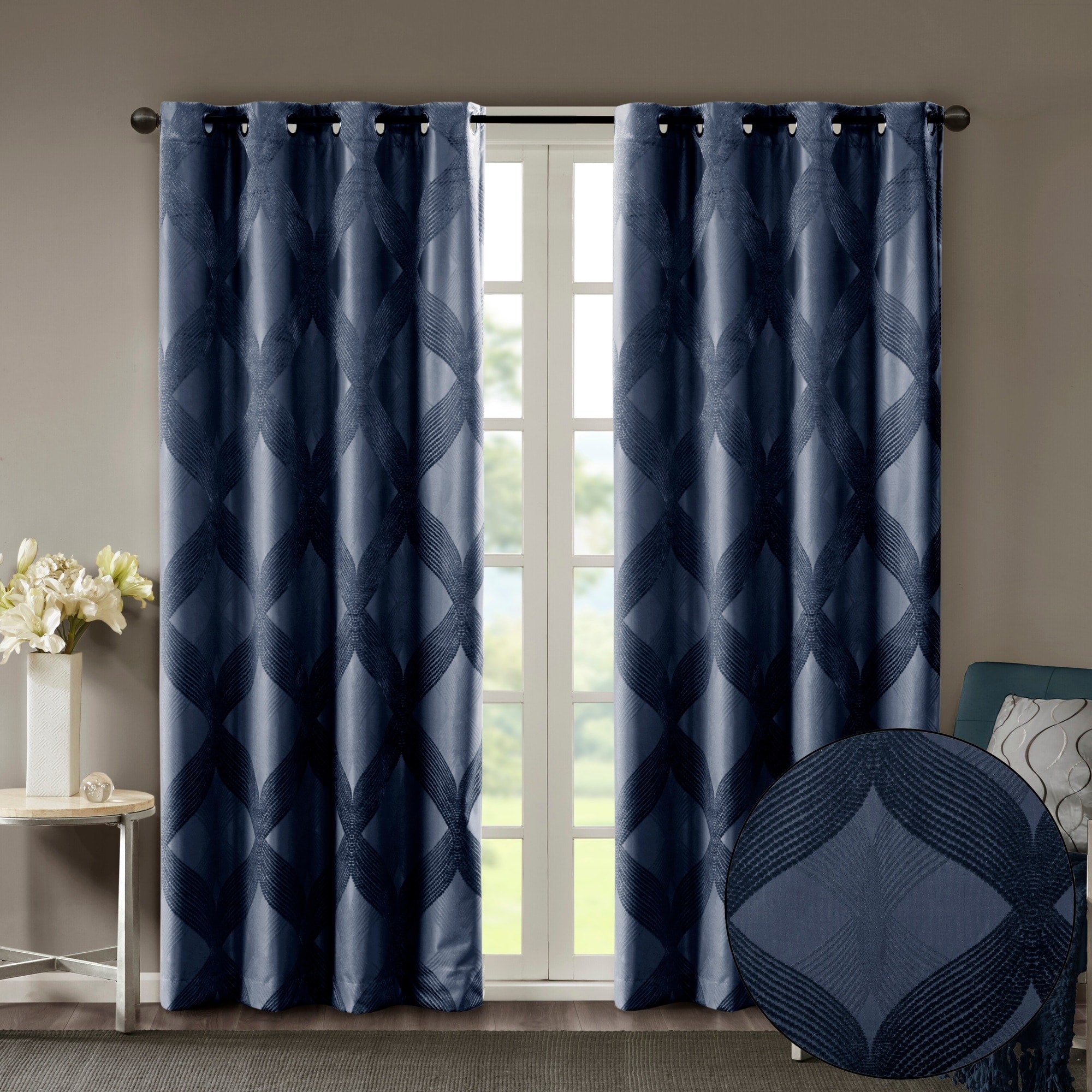 SunSmart Abel Ogee Knitted Jacquard Total Blackout Curtain Panel