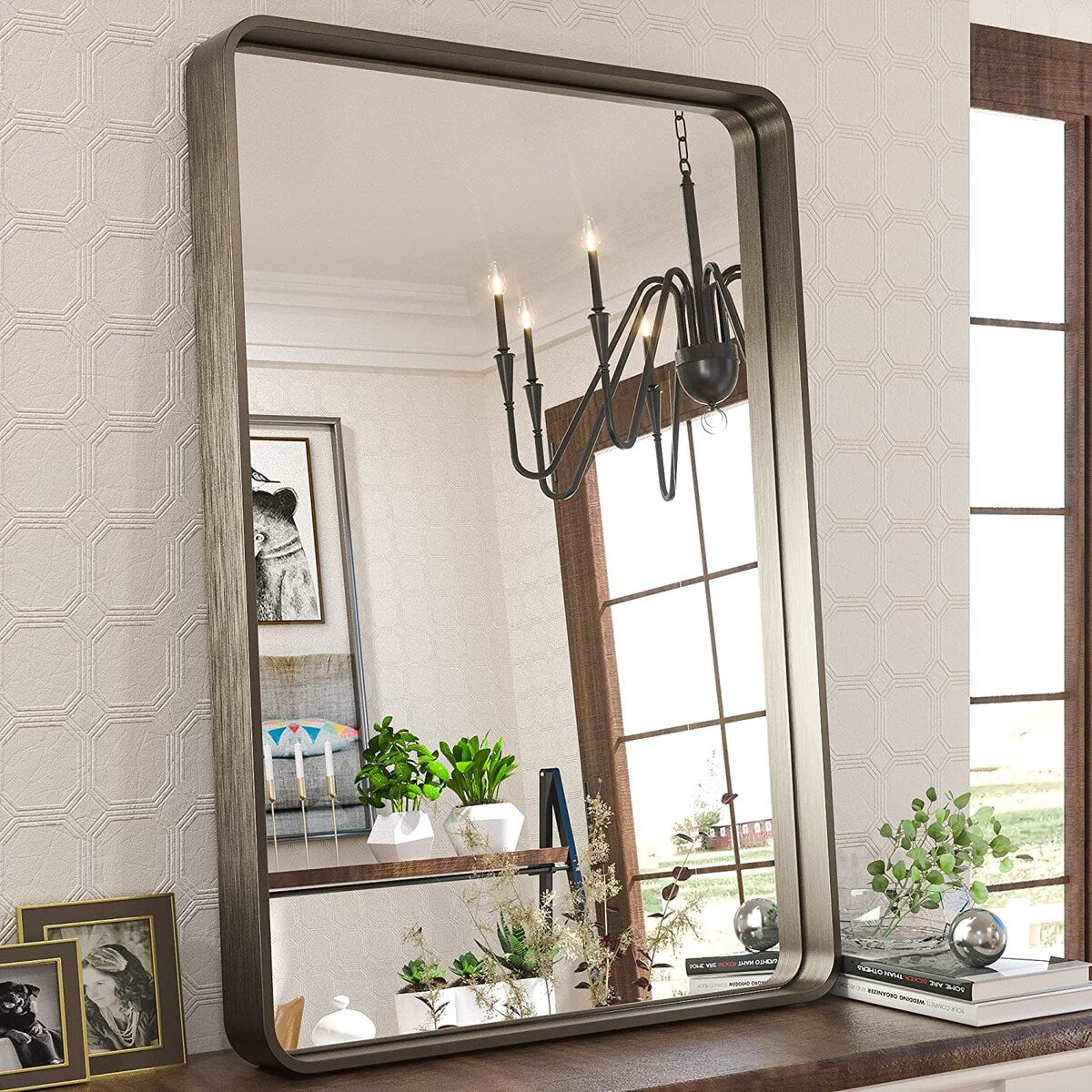 TETOTE Modern Metal Frame Wall Mounted Bathroom Vanity Mirror