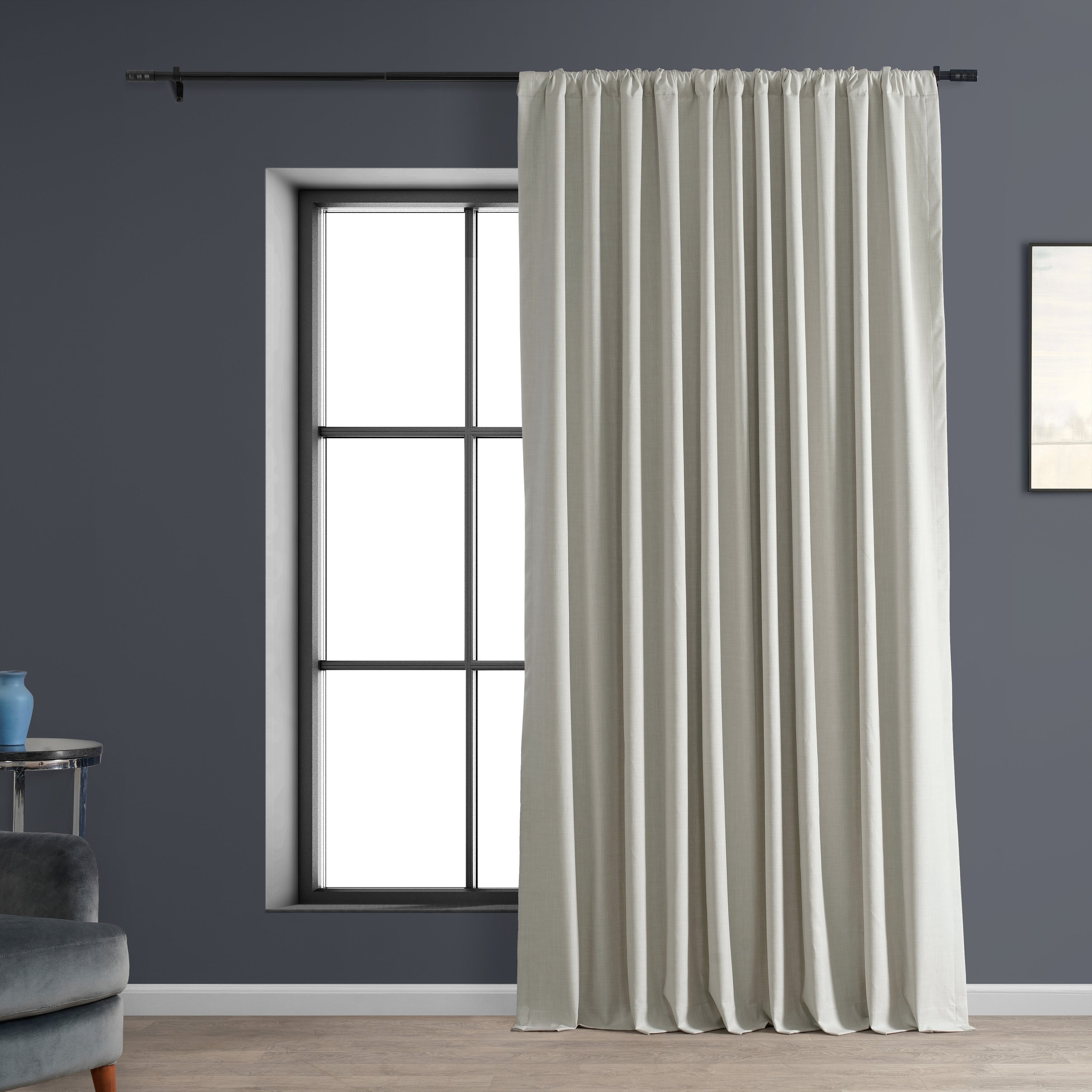 Exclusive Fabrics Extra Wide Performance Linen Blackout Curtains (1 Panel) Thermal Insulated Window Curtains