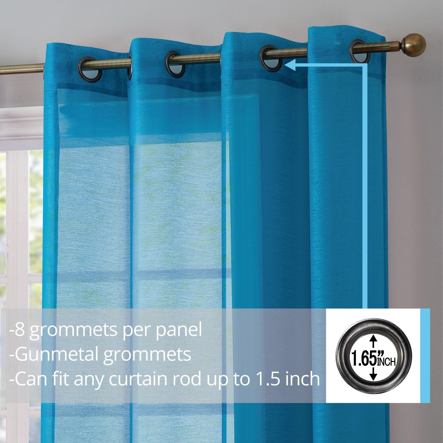 HLC.me 2 Piece Semi Sheer Voile Window Curtain Drapes Grommet Top Panels Bedroom, Living Room - Set of 2 panels