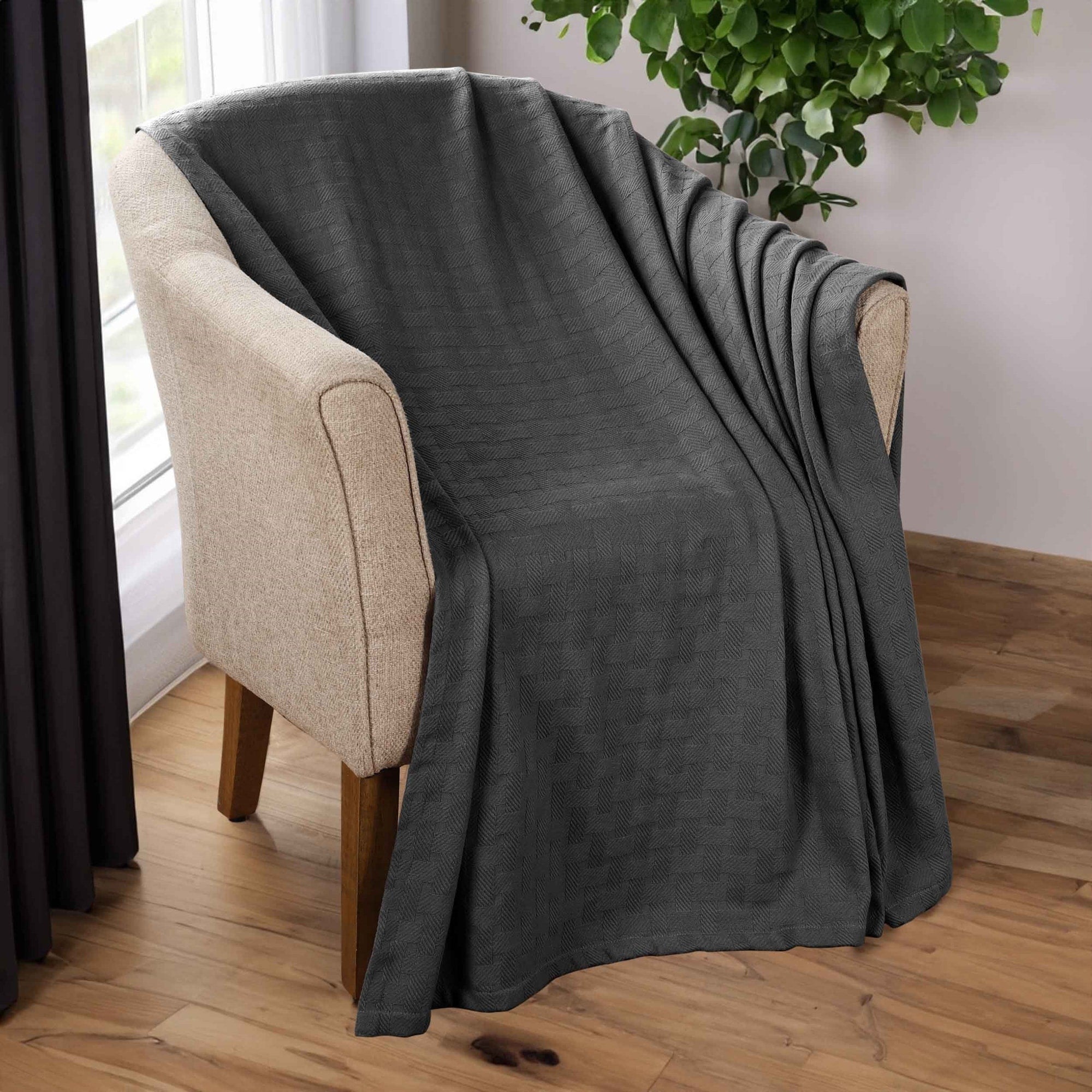 Superior Basketweave All-Season Bedding Cotton Blanket