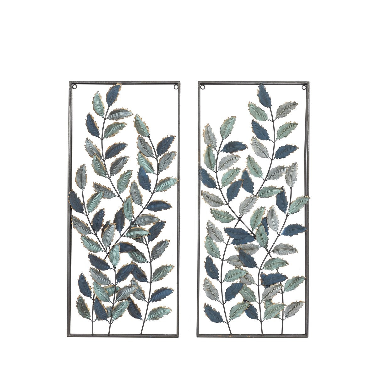 Metal Leaf Home Wall Decor - Set of 2 Black - Roche River Decor