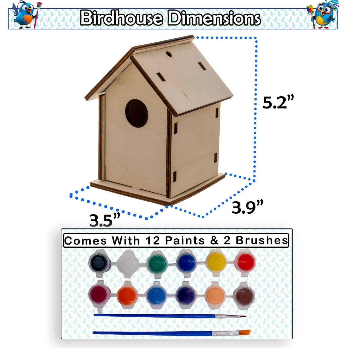 DIY Birdhouse Homemade Wooden - Build Your Own Bird House w/ Easy Painting Kit