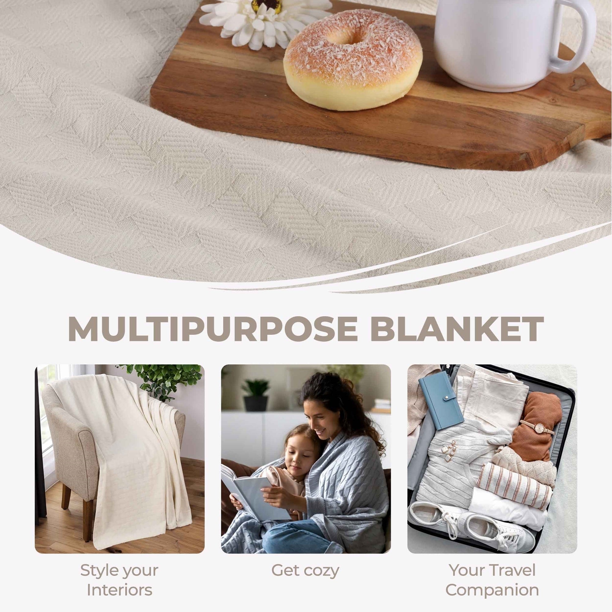 Superior Basketweave All-Season Bedding Cotton Blanket