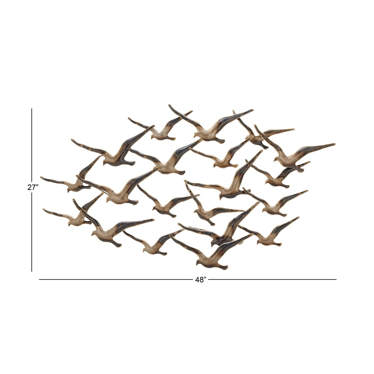 Metal Bird Flying Flock Of Home Wall Decor - Gold - Roche River Decor