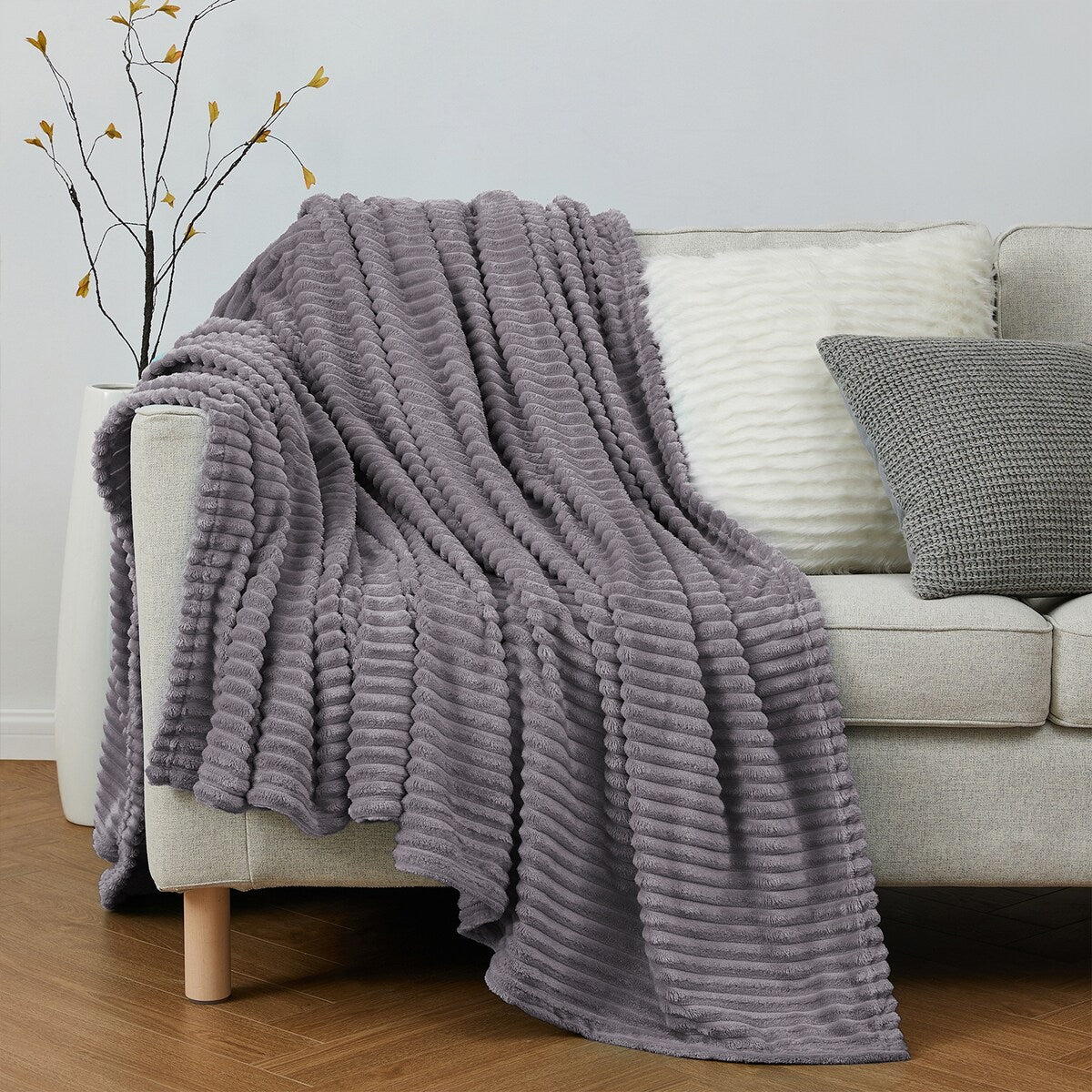 Nestl Cut Plush Fleece Throw Blanket - Lightweight Super Soft Fuzzy Luxury Bed Blanket for Bed