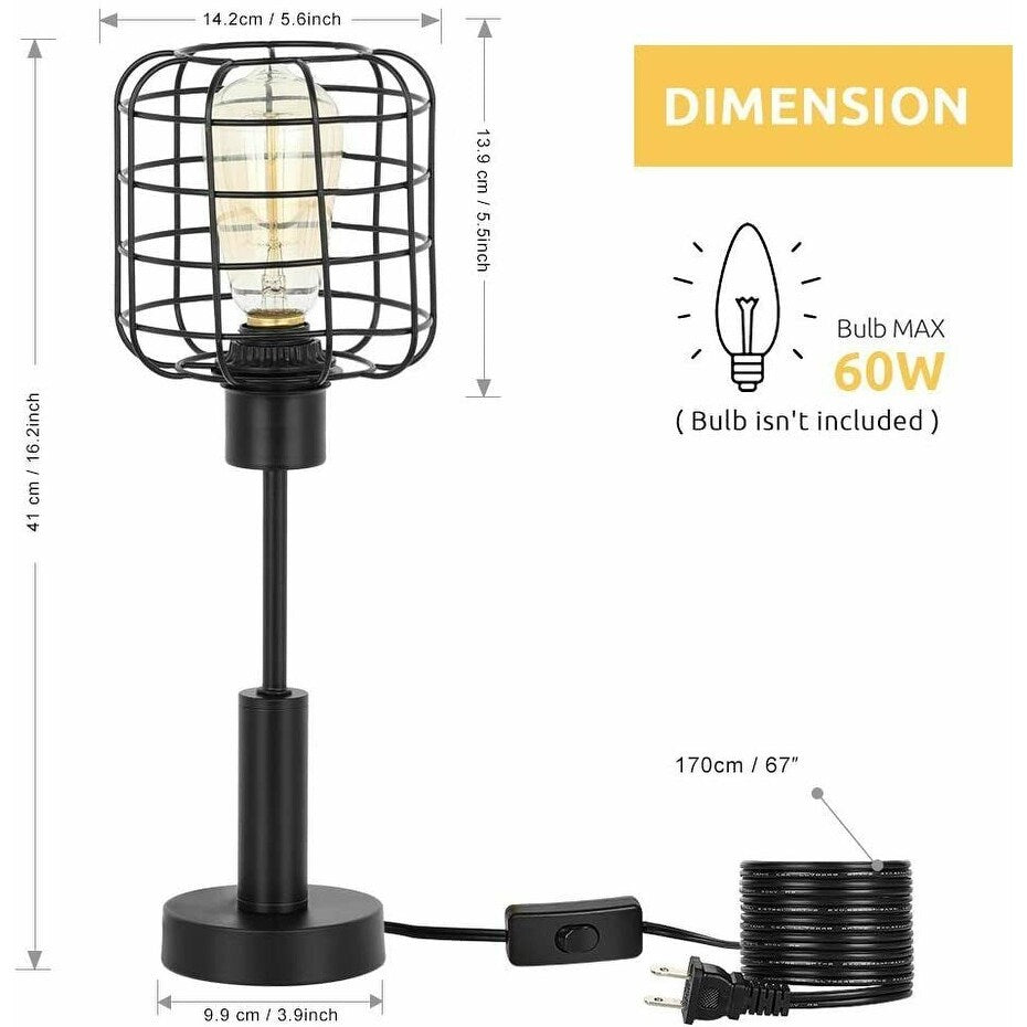 Oumilen Modern 3.9 1-Light Bedside Lamps Table Lamps with Black