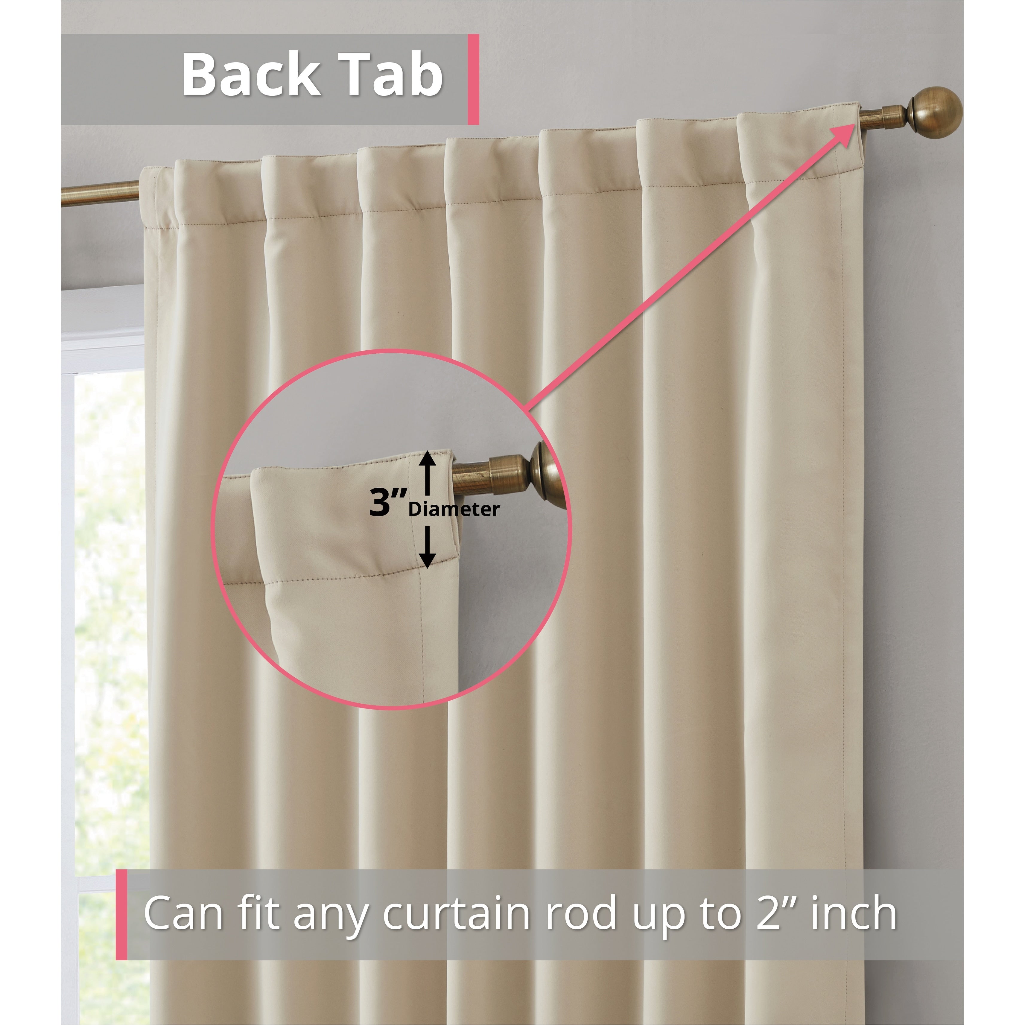 HLC.me Hamilton 100% Complete Blackout Lined Heavy Thermal Insulated Window Curtain Rod Pocket Back Tab Panels, 2 Panels