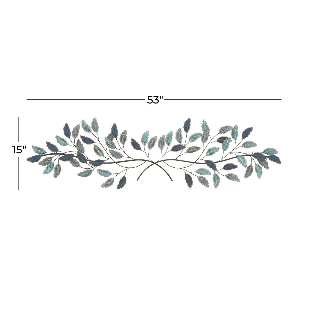 Metal Leaf Home Wall Decor with Gold Accents - Blue - Roche River Decor