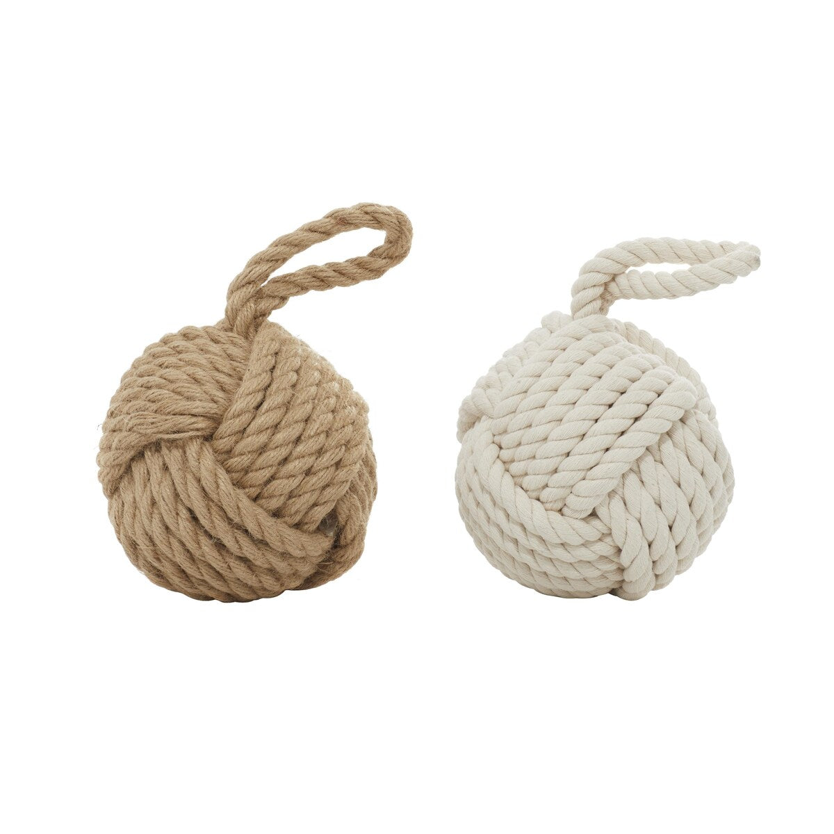 Jute Rope Knot Decorative Sculpture with Hanging Loop - Set of 2 Multi Colored - Roche River Decor