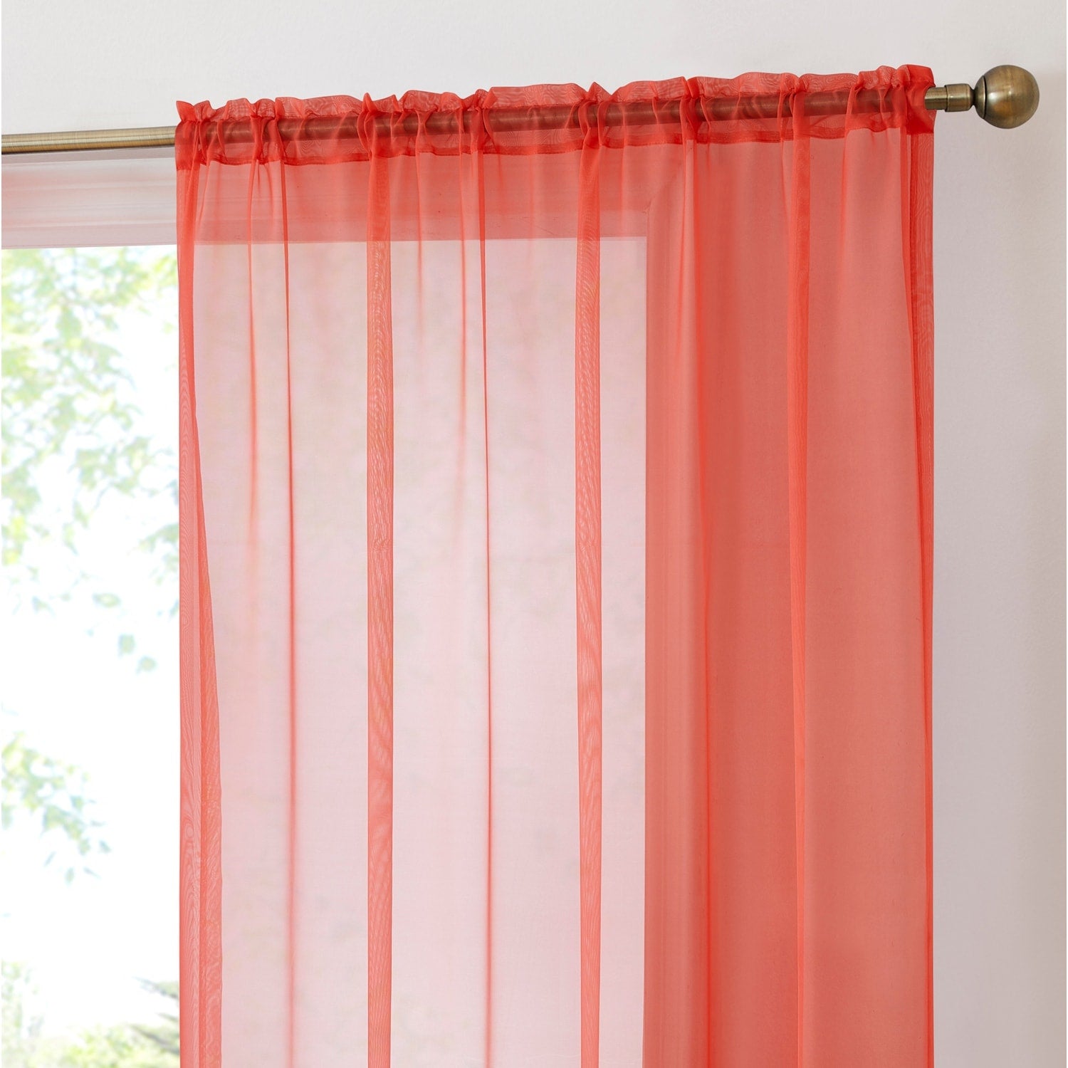 HLC.me Sheer Voile Window Treatment Rod Pocket Curtain Panels for Bedroom, Living Room, Kitchen - Set of 2 panels