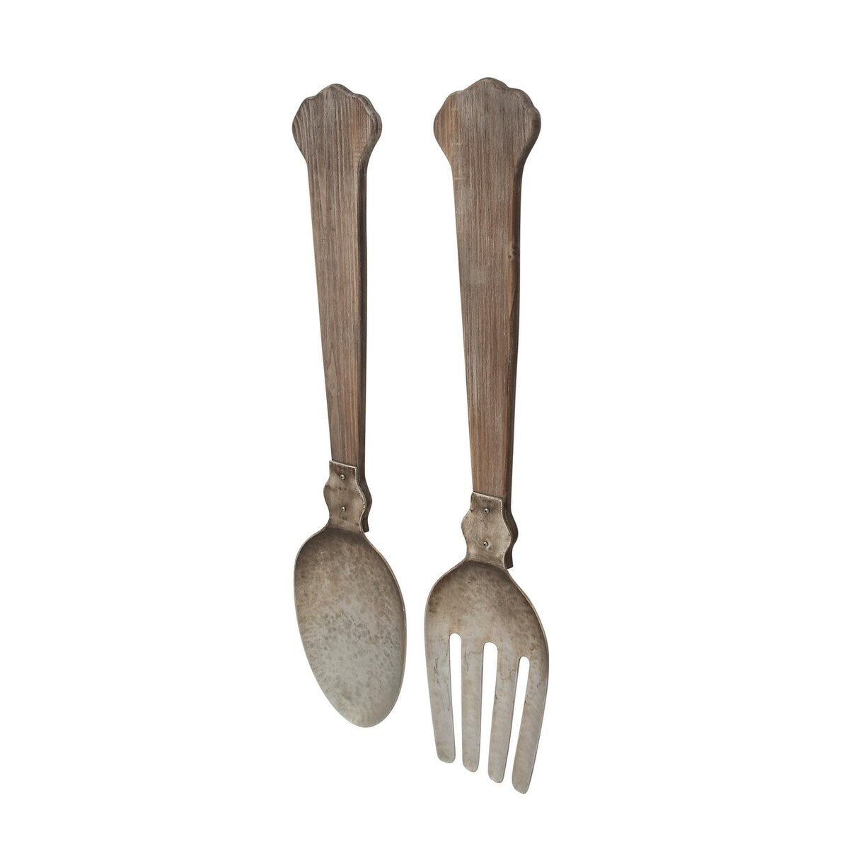 Metal Utensils Spoon and Fork Home Wall Decor - Set of 2 Brown - Roche River Decor