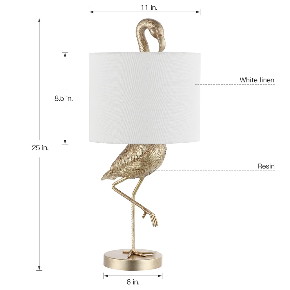 Aaliyah 25in Champaign Gold Resin Table Lamp with White Linen Shade - 25H