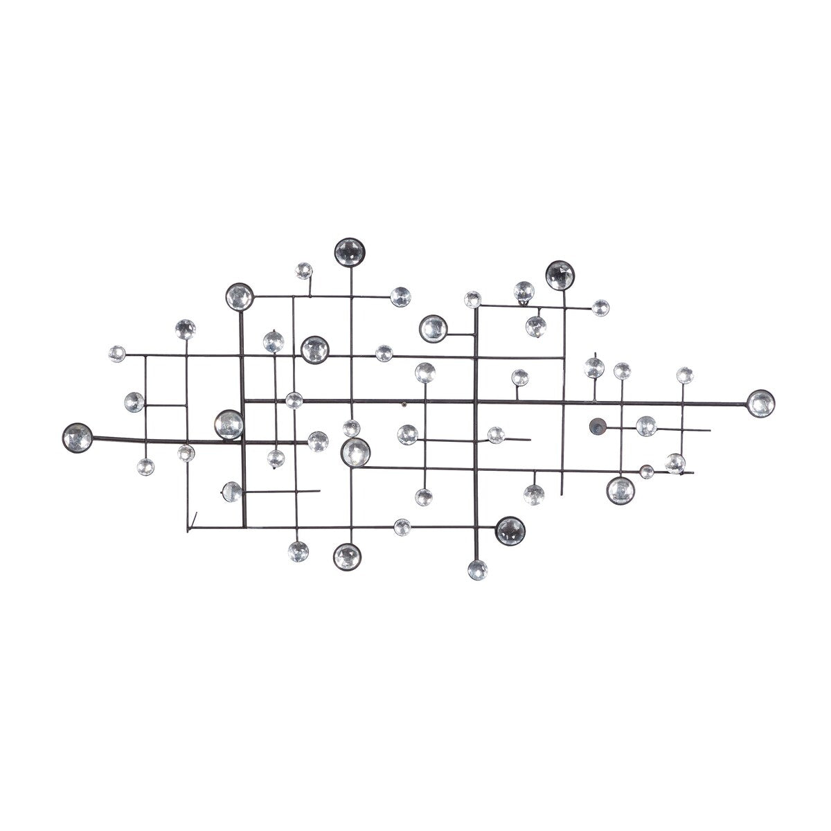 Metal Abstract Home Wall Decor with Crystal Embellishments - Silver - Roche River Decor