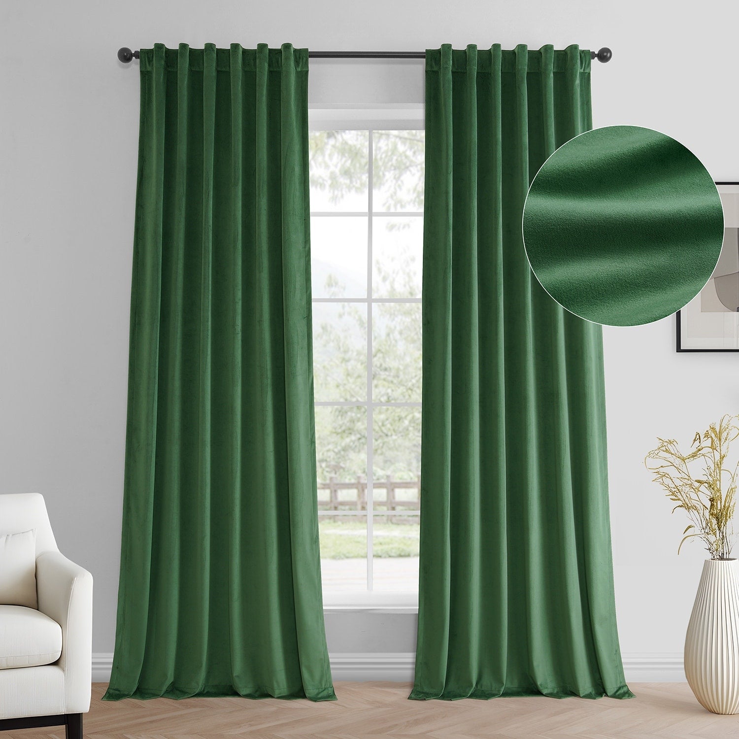 Exclusive Fabrics Simply Velvet Room Darkening Curtains 2 Panels Set - Velvet Window Curtains for Living Room & Bedroom