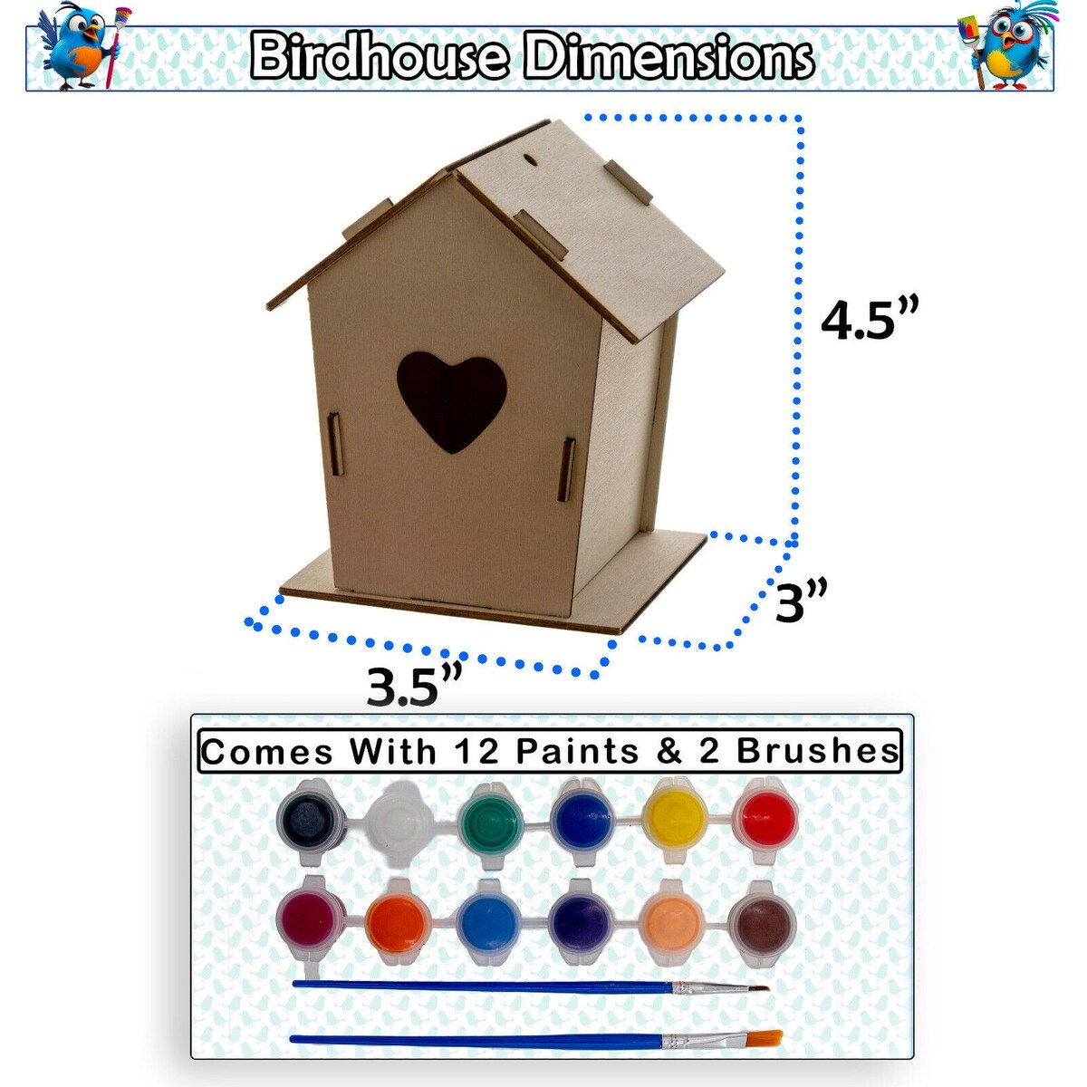 DIY Birdhouse Homemade Wooden - Build Your Own Bird House w/ Easy Painting Kit