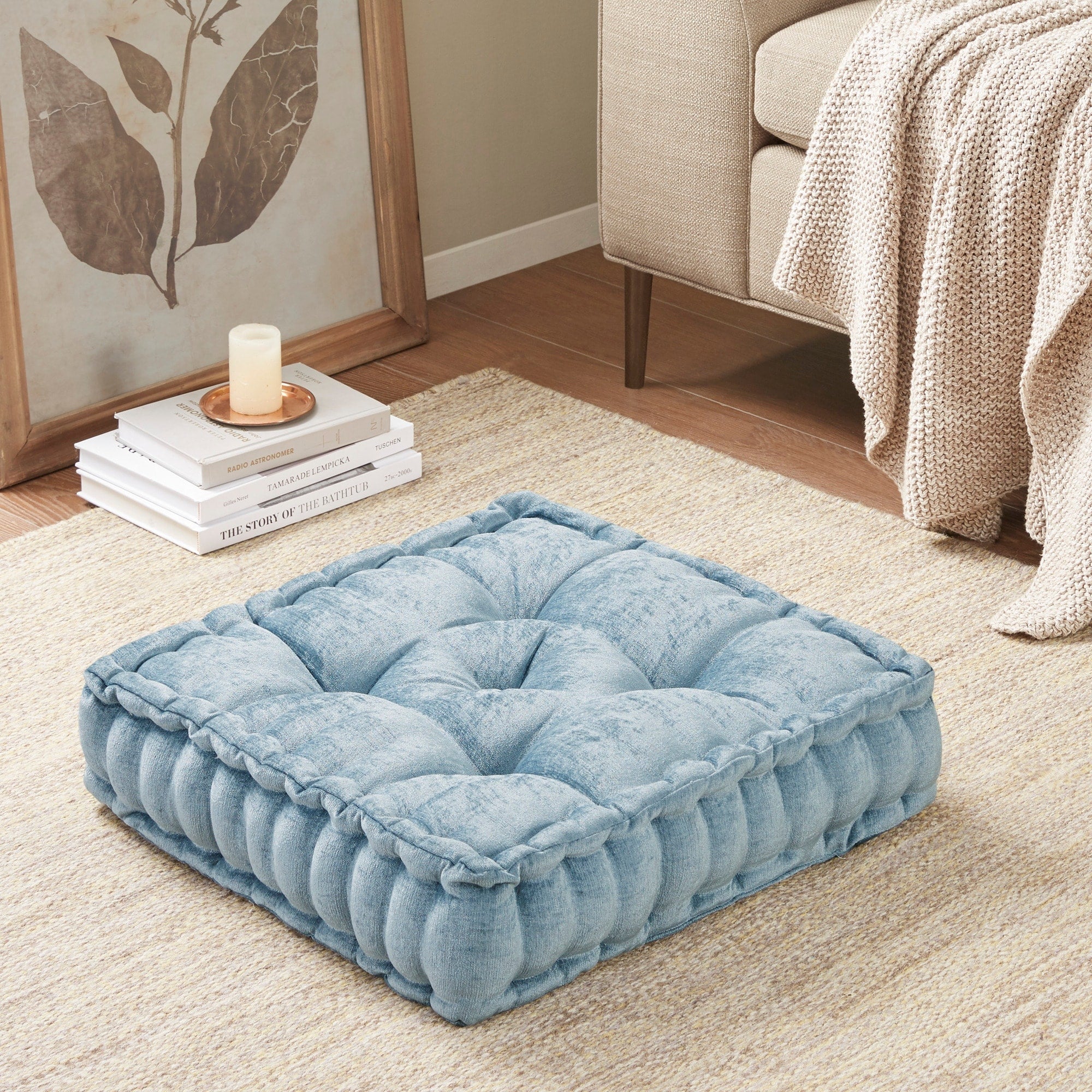 Intelligent Designs Charvi Poly Chenille Square Floor Pillow Cushion