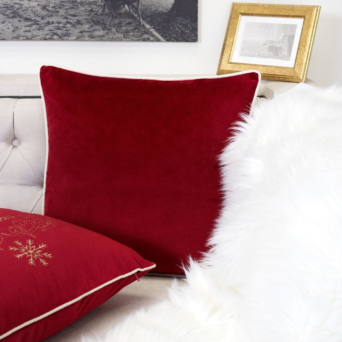 Homey Cozy Velvet Solid Throw Pillow Cover & Insert - Set of 2