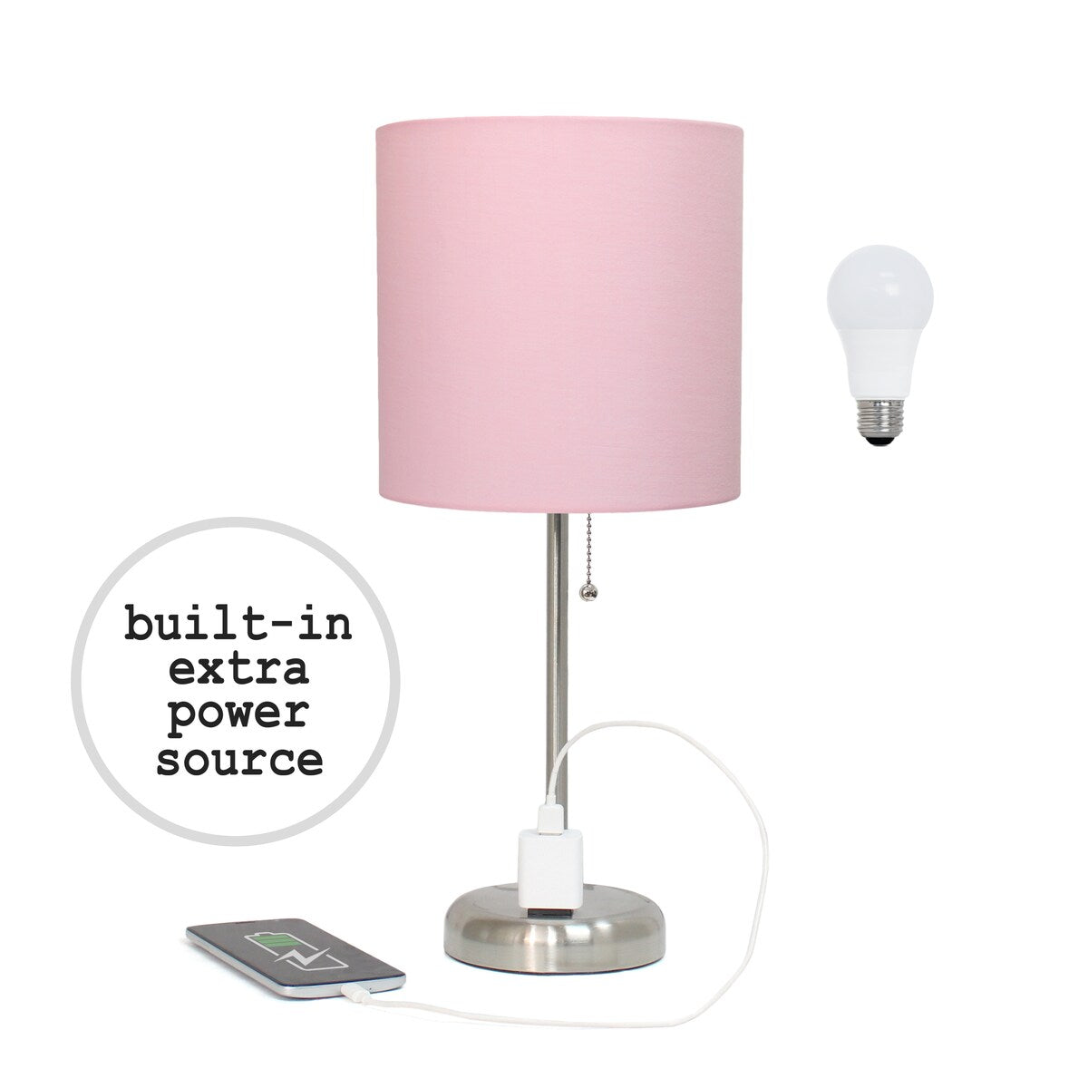 Simple Designs 9.5 Desk Lamp with Charging Outlet and LED Bulb Included - 19.50