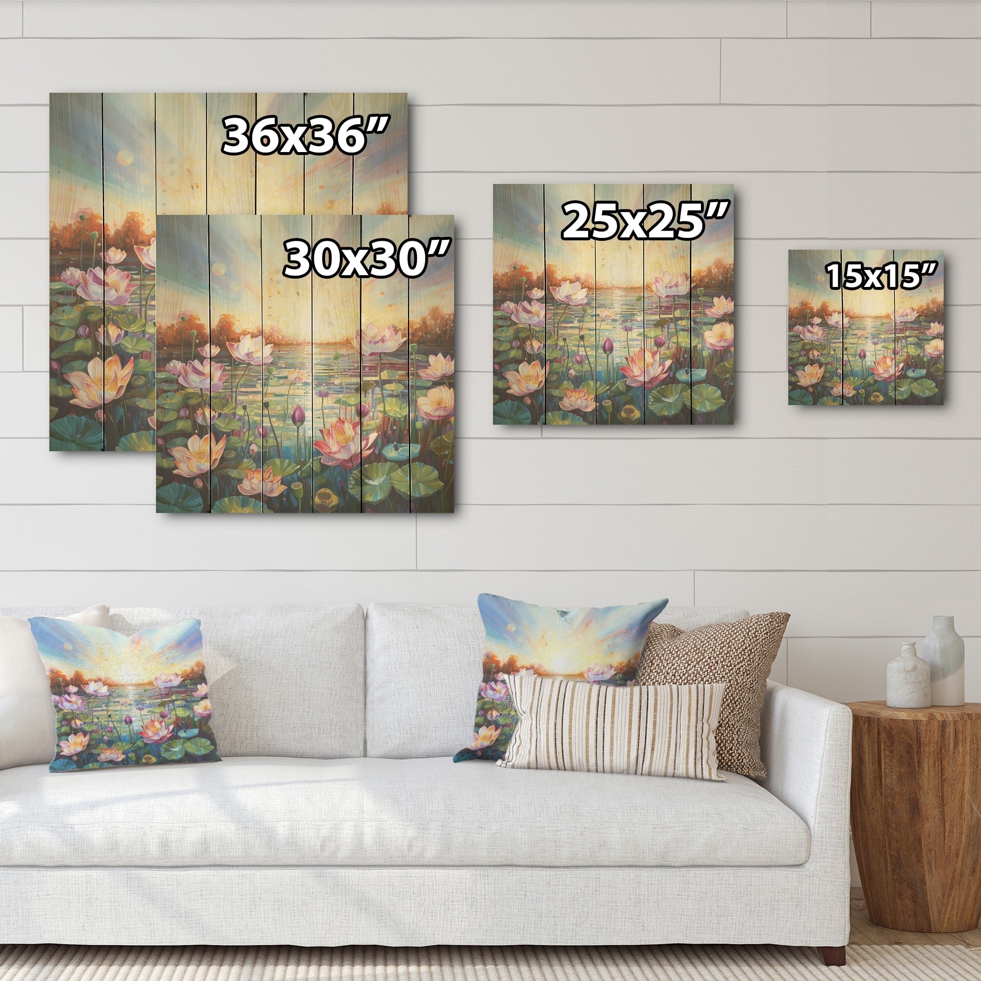 Designart By The Lake Lotus Liquid Art I Lotus Wood Wall Decor - Modern Pink Wood Panel On Natural Pine Wood