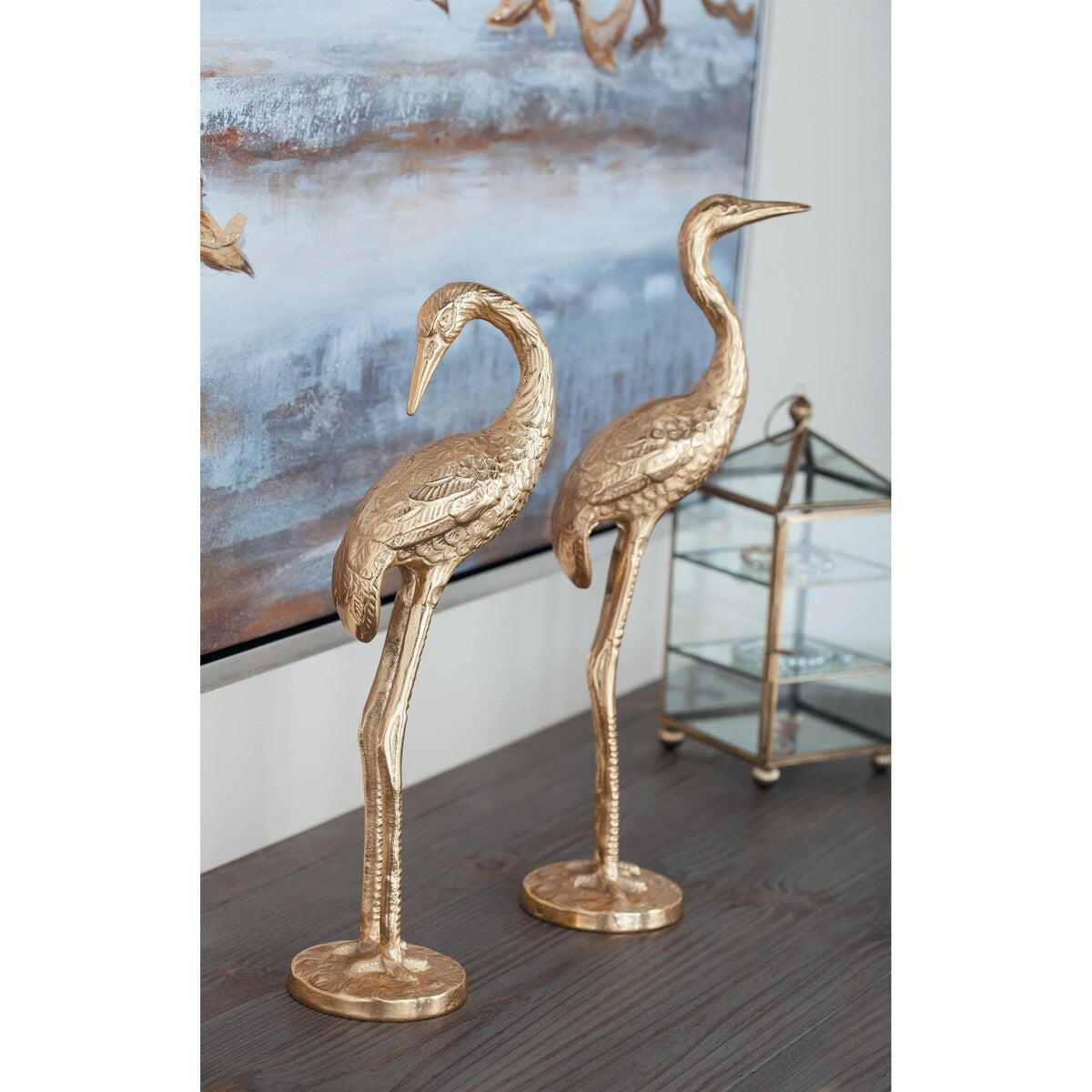 Aluminum Metal Flamingo Decorative Sculpture - Set of 2 Gold - Roche River Decor