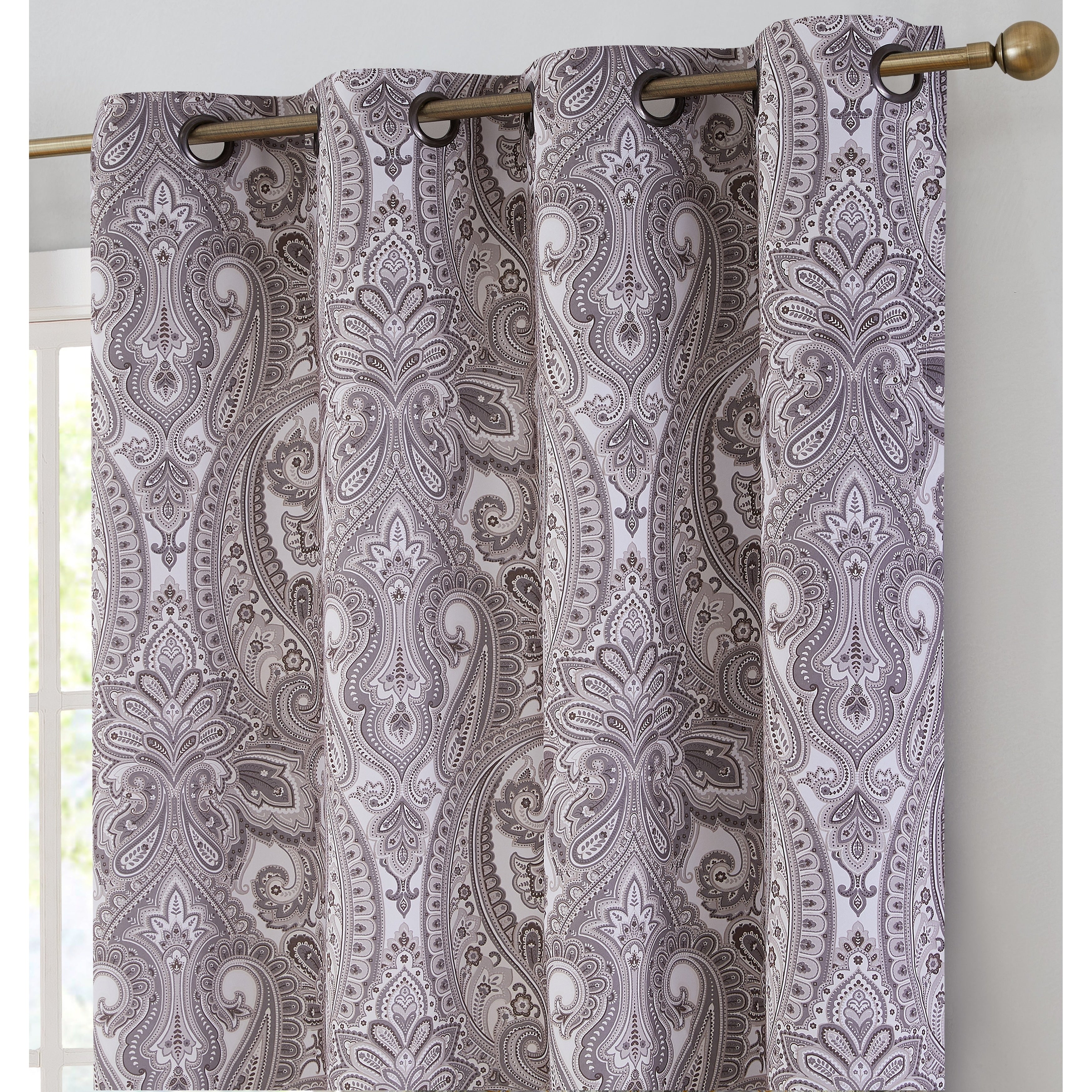 HLC.me Paris Paisley Print Energy Efficient Room Darkening Blackout Grommet Window Curtain Panels - Set of 2