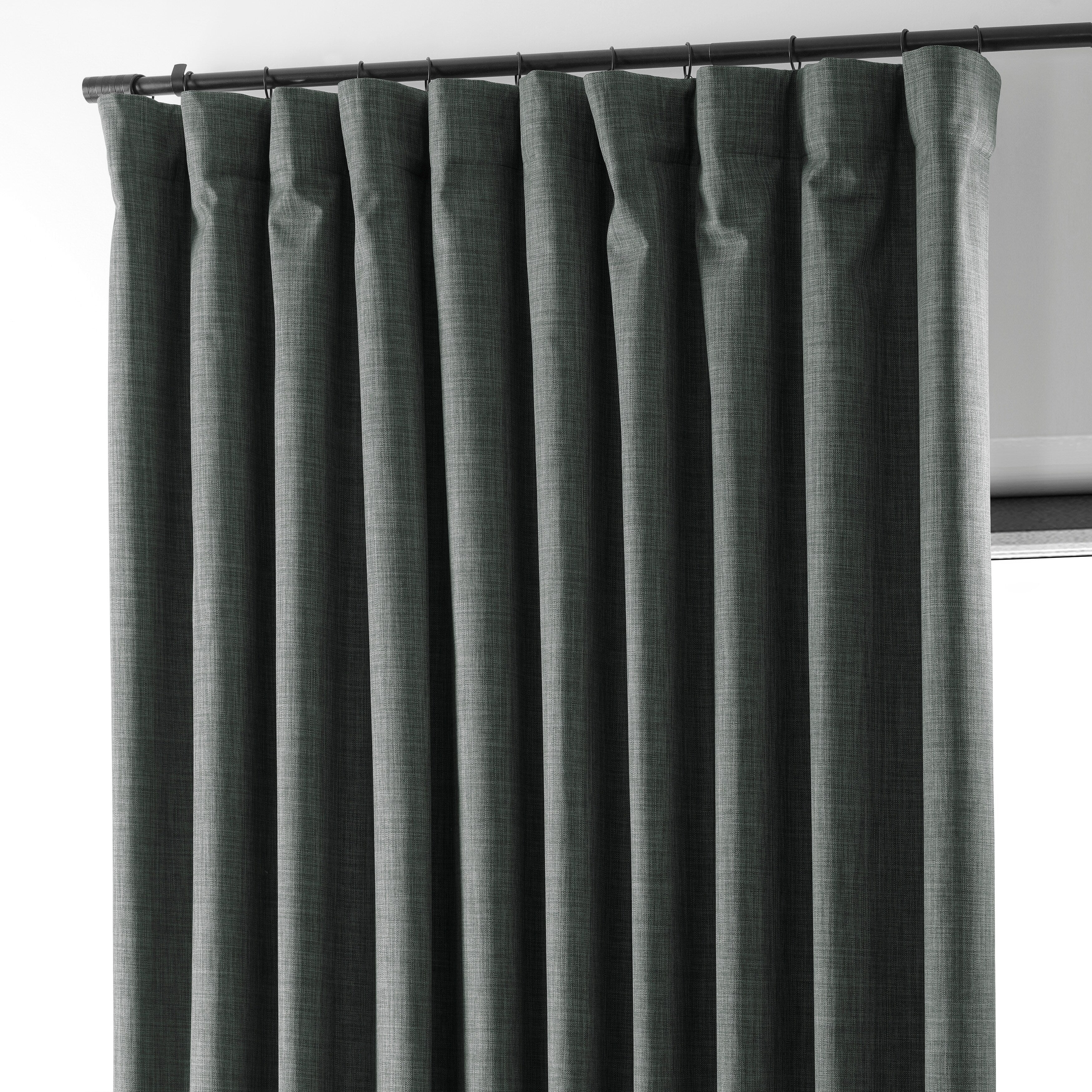 Exclusive Fabrics Extra Wide Performance Linen Blackout Curtains (1 Panel) Thermal Insulated Window Curtains