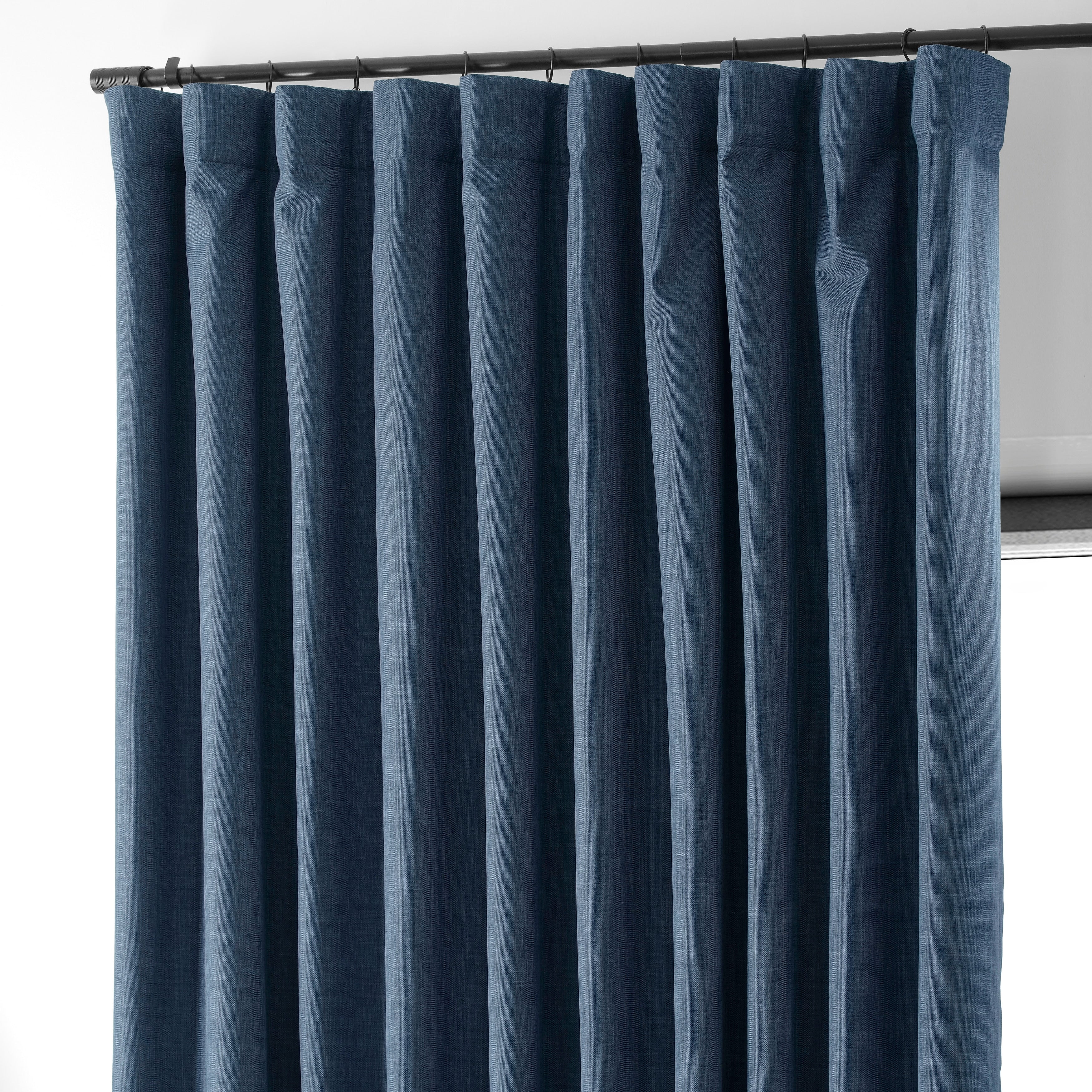 Exclusive Fabrics Extra Wide Performance Linen Blackout Curtains (1 Panel) Thermal Insulated Window Curtains