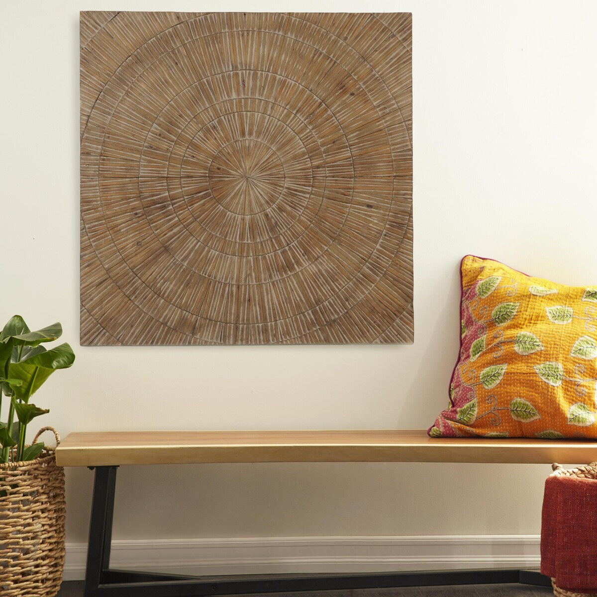 Wood Starburst Handmade Carved Radial Home Wall Decor - Brown - Roche River Decor