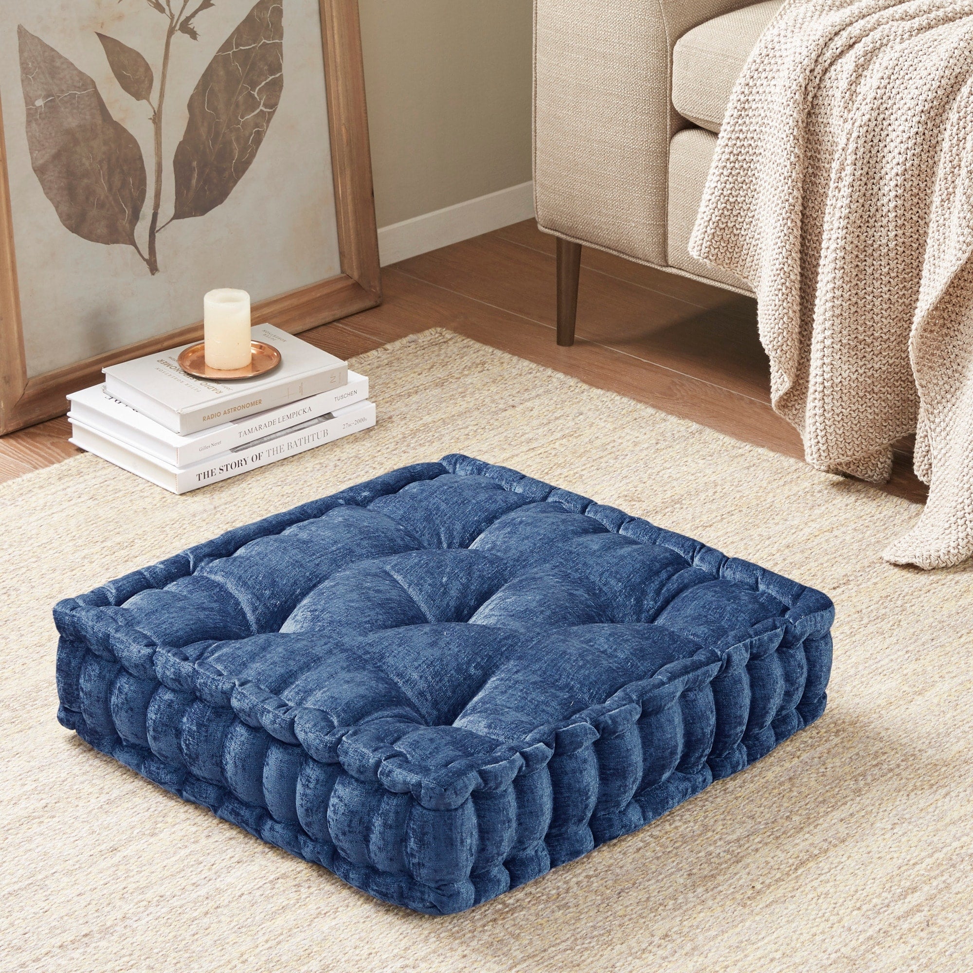 Intelligent Designs Charvi Poly Chenille Square Floor Pillow Cushion