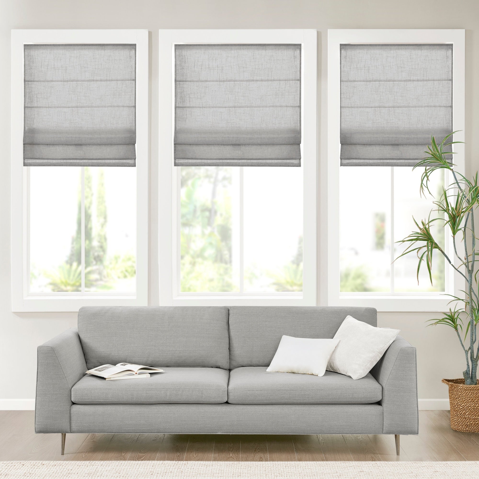 Madison Park Suvi Linen Blend Light Filtering Cordless Roman Shade