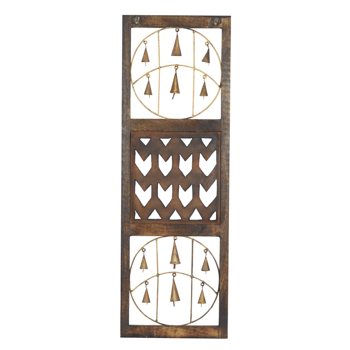 Metal Bell Intricately Carved Home Wall Decor - Set of 3 Brown - Roche River Decor