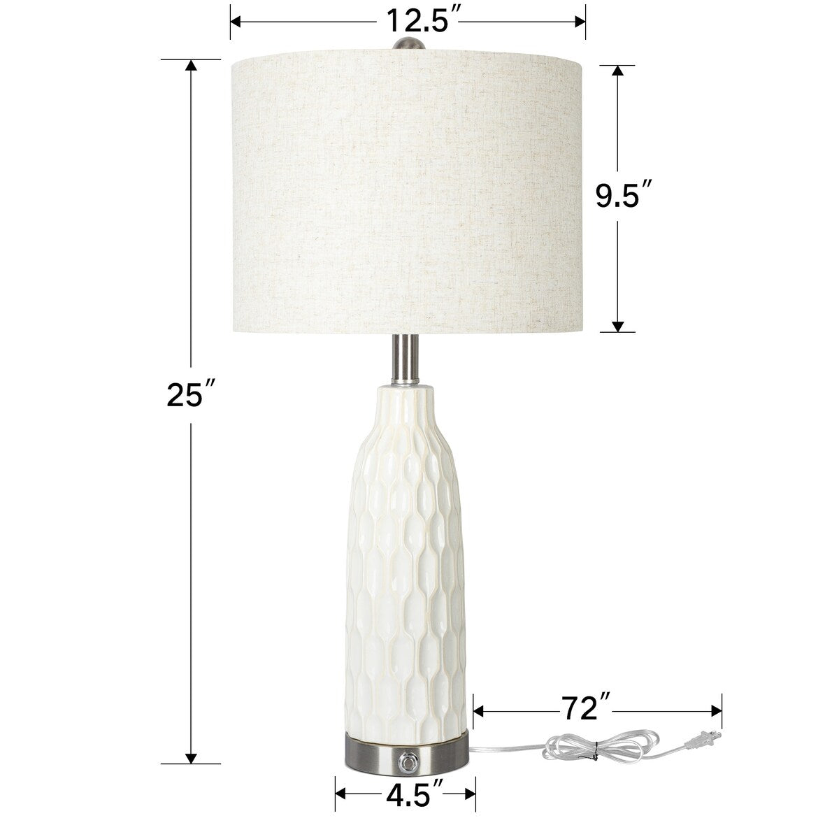 25 in. Light Beige Ceramics Table Lamp