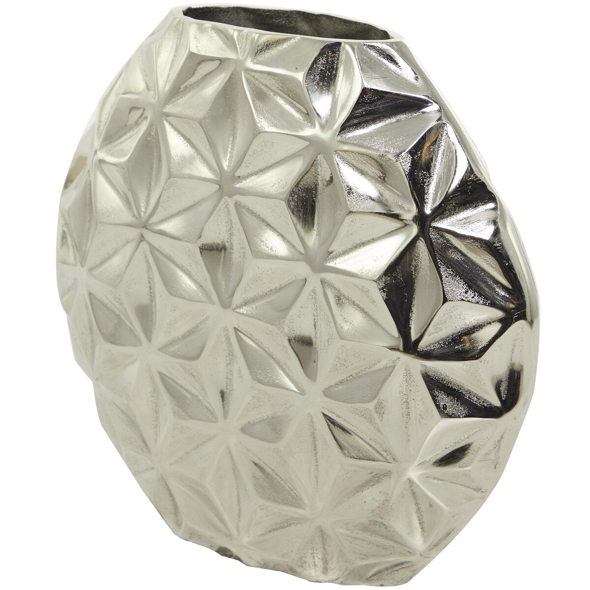 Aluminum Metal Geometric Faceted Decorative Vase - Silver, Black or Gold - CosmoLiving by Cosmopolitan