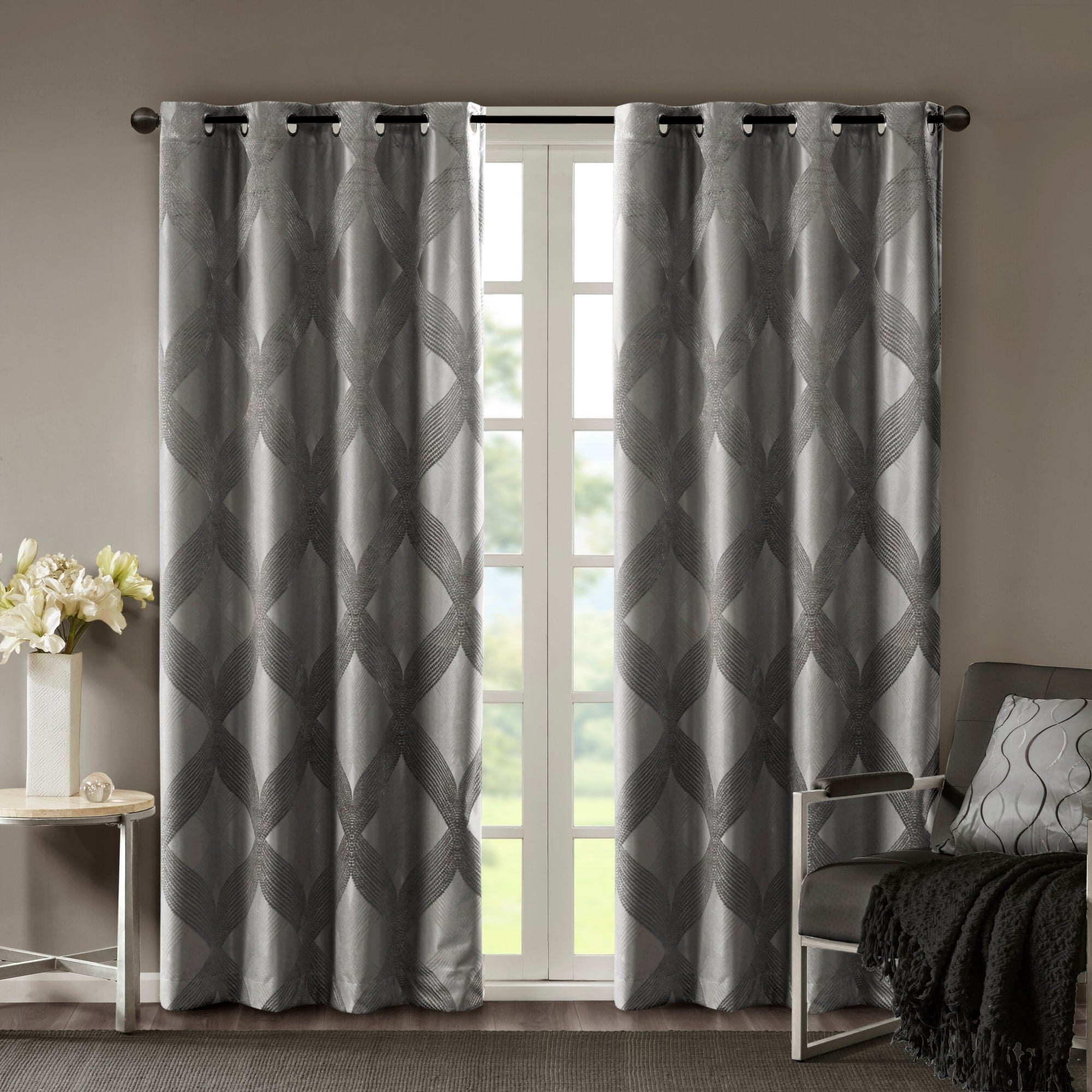 SunSmart Abel Ogee Knitted Jacquard Total Blackout Curtain Panel