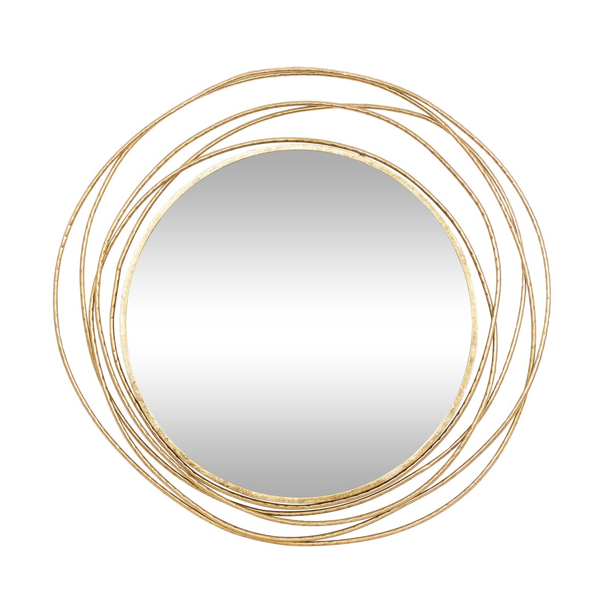 Metal Room Wall Mirror with Overlapping Ring Frame - Gold - Roche River Decor