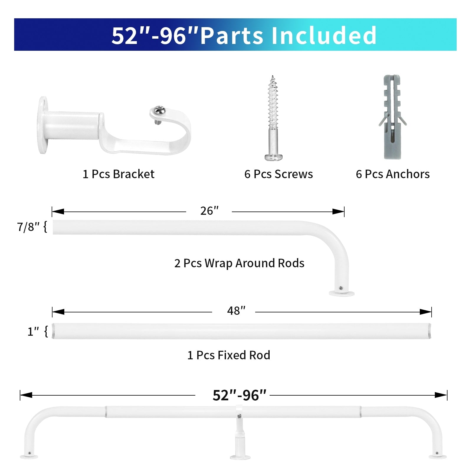 Energy-saving Wraparound Adjustable French Blackout Curtain Rod Set