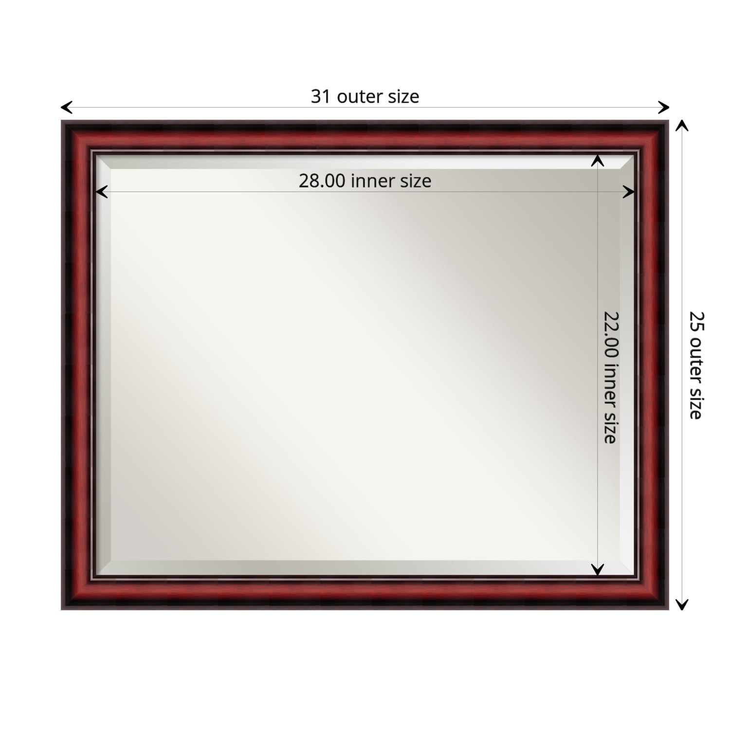 Beveled Wood Wall Mirror - Rubino Cherry Scoop Frame