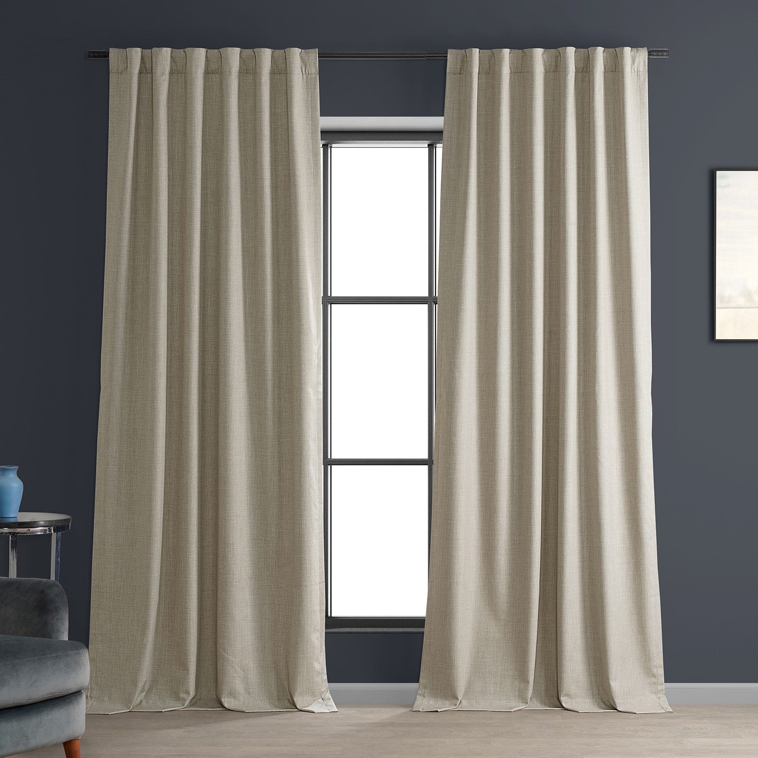 Exclusive Fabrics Performance Linen Luxury Blackout Curtains (1 Panel) - Thermal Insulation, Elegant Blackout Drapery