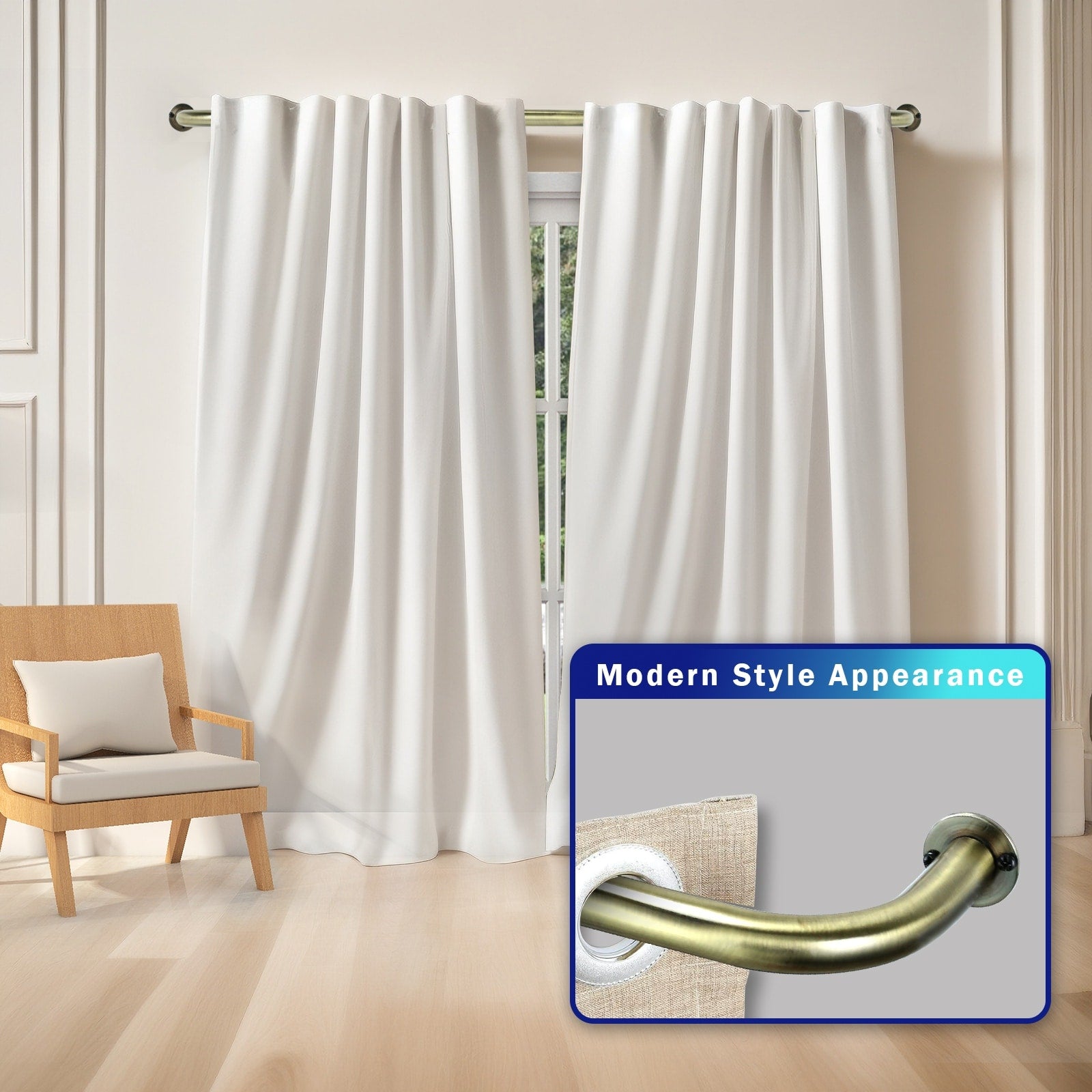 Energy-saving Wraparound Adjustable French Blackout Curtain Rod Set