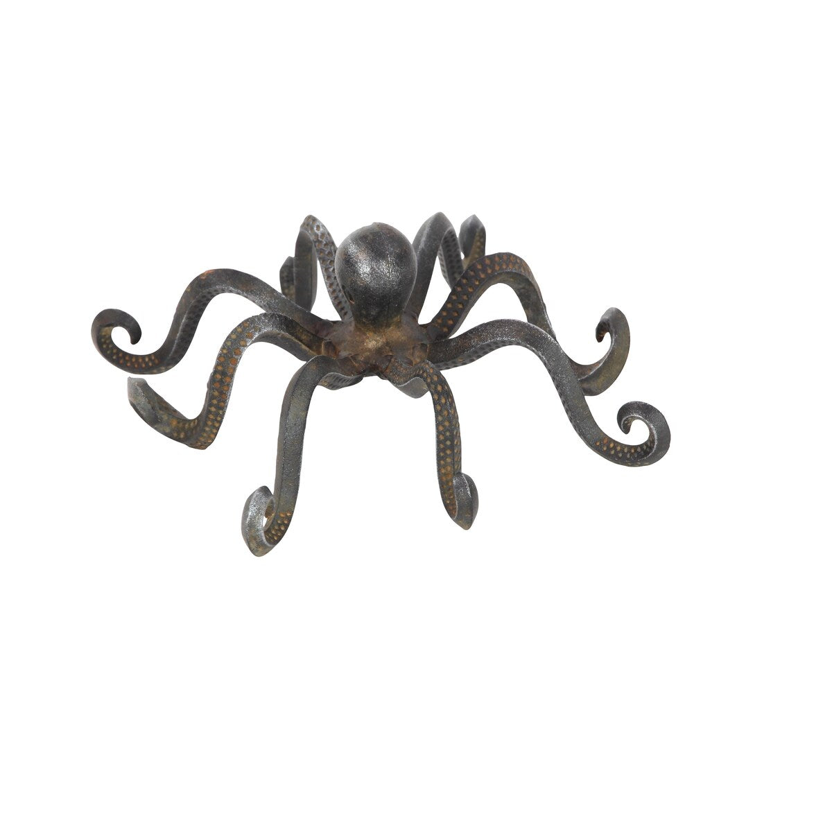 Metal Octopus Decorative Sculpture with Long Tentacles and Suctions Detailing - Black - Roche River Decor