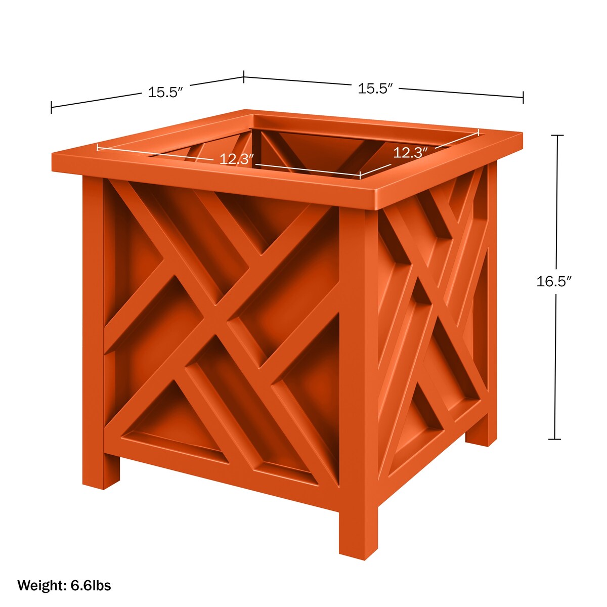 Lattice Design Planter Box - 15.5-Inch-Square Decorative Outdoor Flower or Plant Pot by Pure Garden (Terracotta) - Large