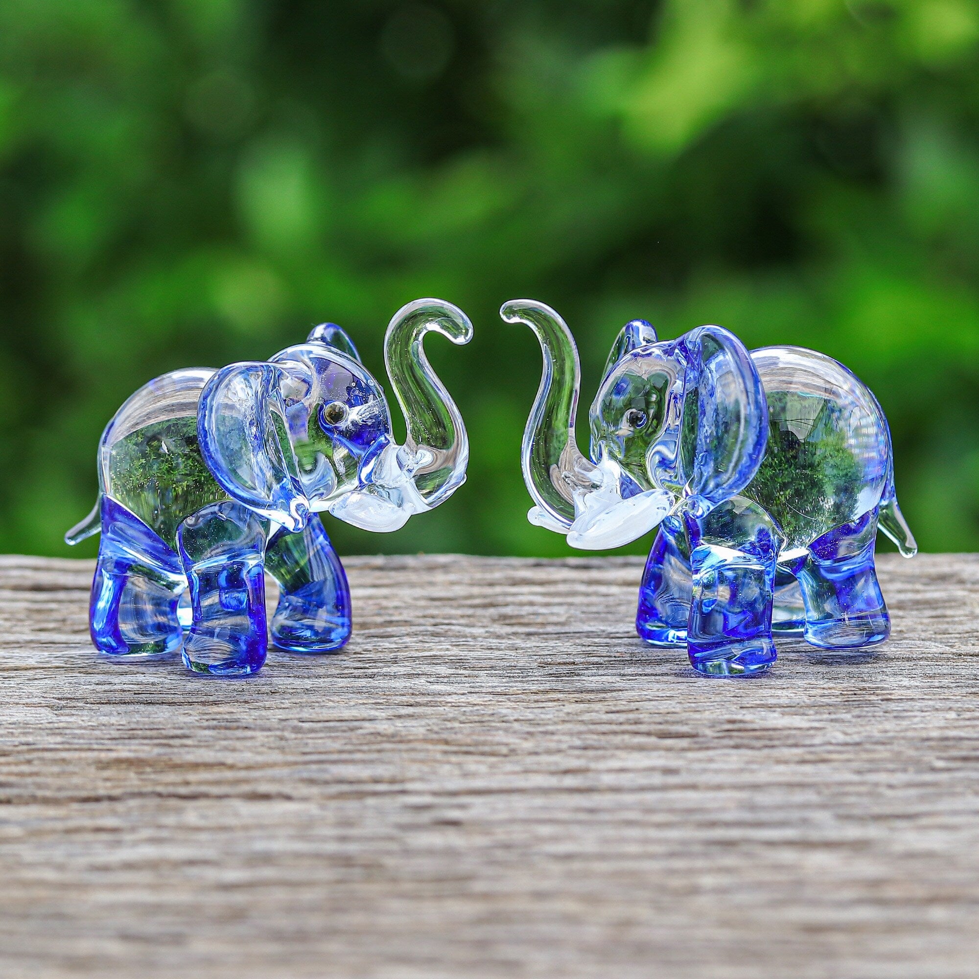 Novica Handmade The Blue Giants Handblown Glass Figurines (Pair)