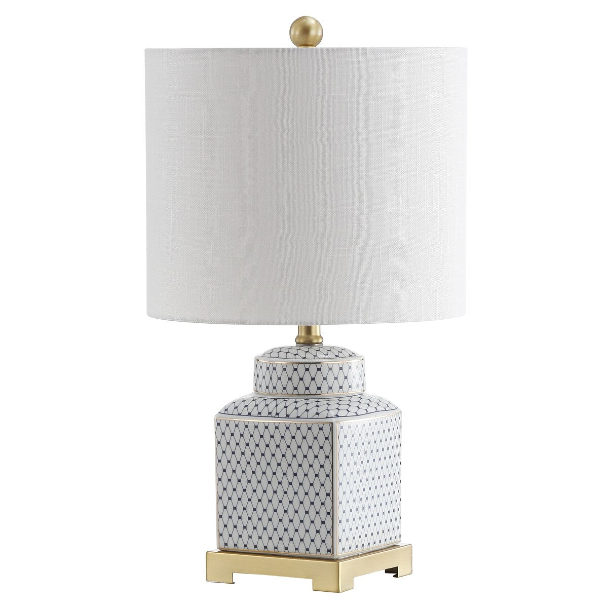 Catherine 21.5 Ceramic/Metal Ginger Jar LED Table Lamp, White/Navy by JONATHAN Y